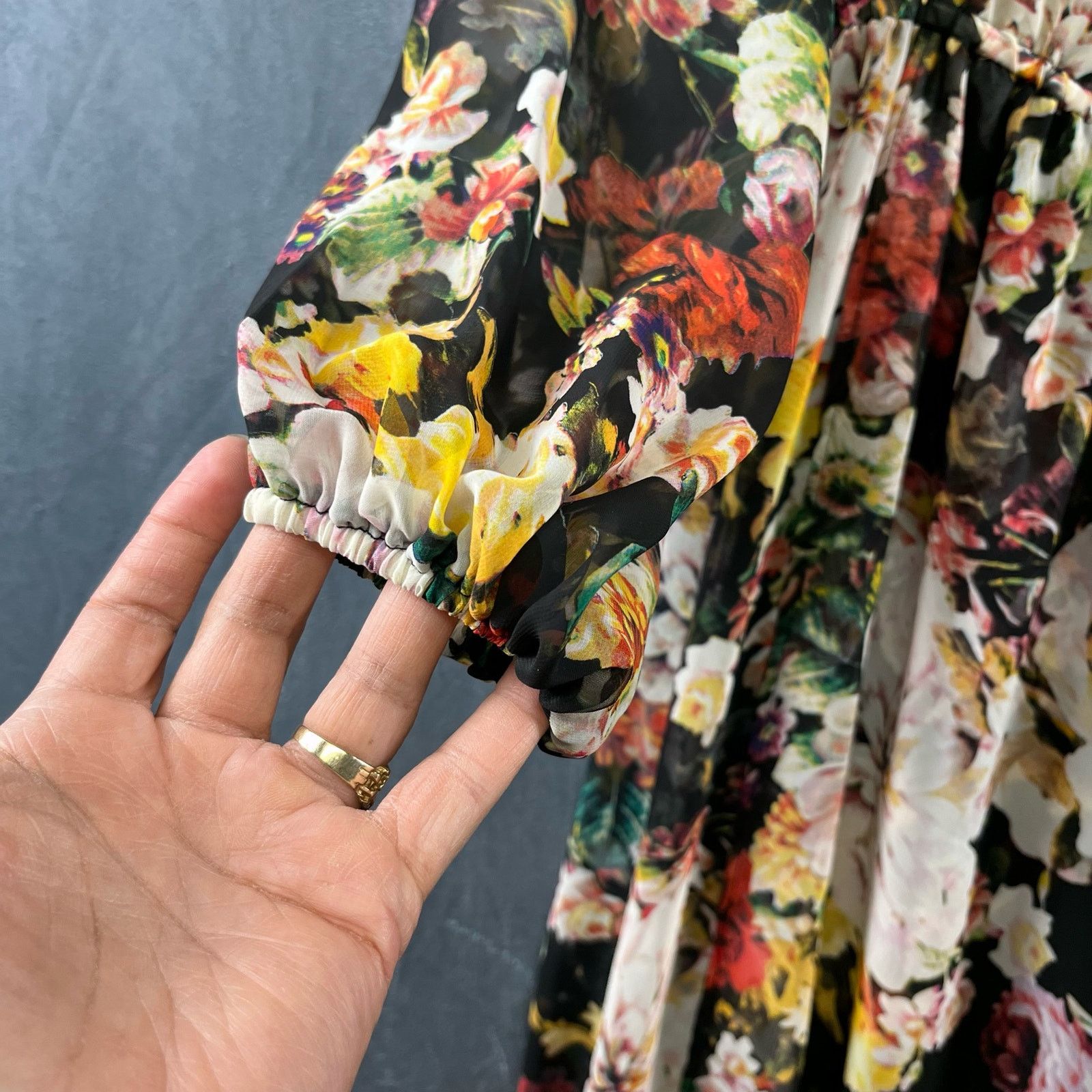 Other Floral Chiffon Maxi Dress Sleeves Cottage Peek A Boo Back Size S / US 4 / IT 40 - 8 Thumbnail