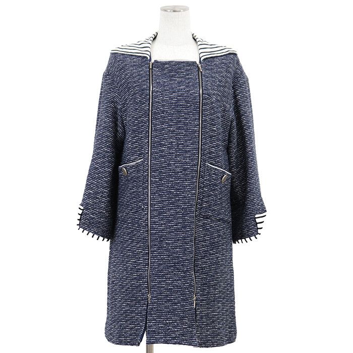 Chanel Chanel Chanel Tweed Coat Textile Outerwear P56027 DUTY FREE for USA Size ONE SIZE - 1 Thumbnail