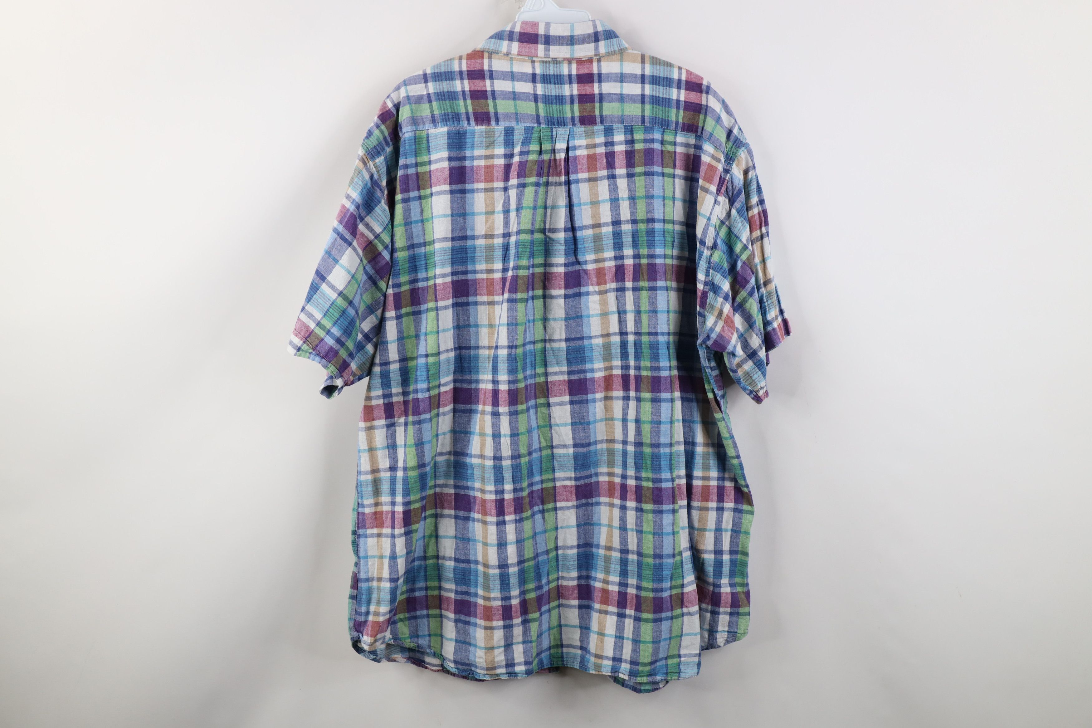 Vintage Vintage 90s Streetwear Madras Plaid Button Down Shirt Size US XXL / EU 58 / 5 - 10 Thumbnail
