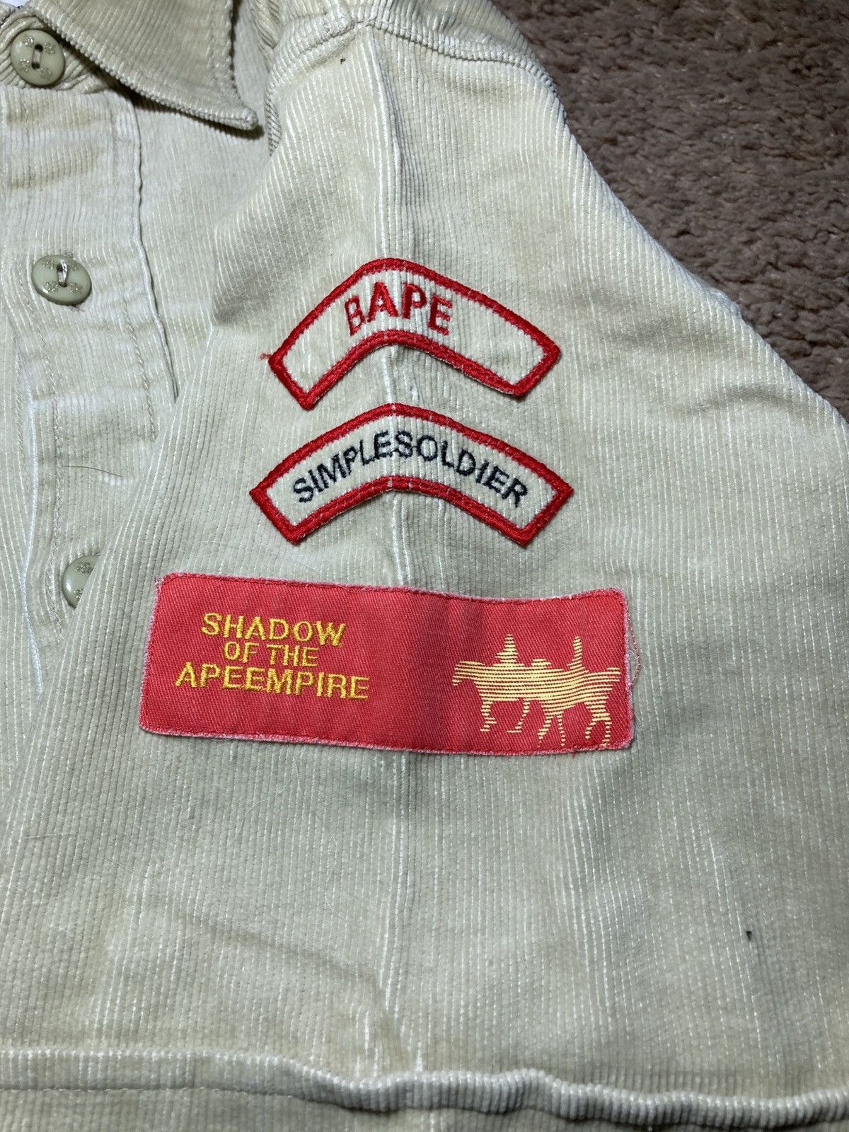 Bape 1998 Bape Army Corduroy Military Shirt Patches Boy Scout 90s Size US L / EU 52-54 / 3 - 6 Thumbnail
