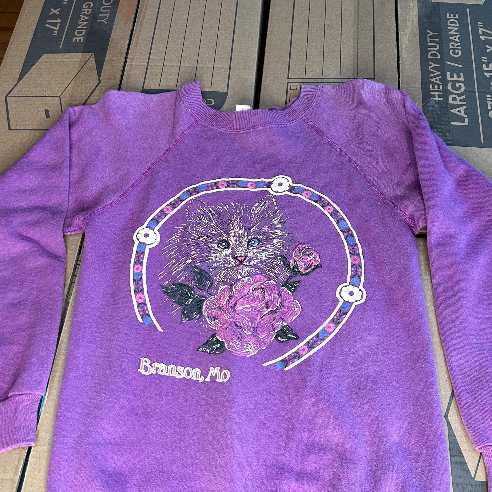 Hanes Vintage Purple Kitten Sweatshirt Large Size US L / EU 52-54 / 3 - 2 Thumbnail