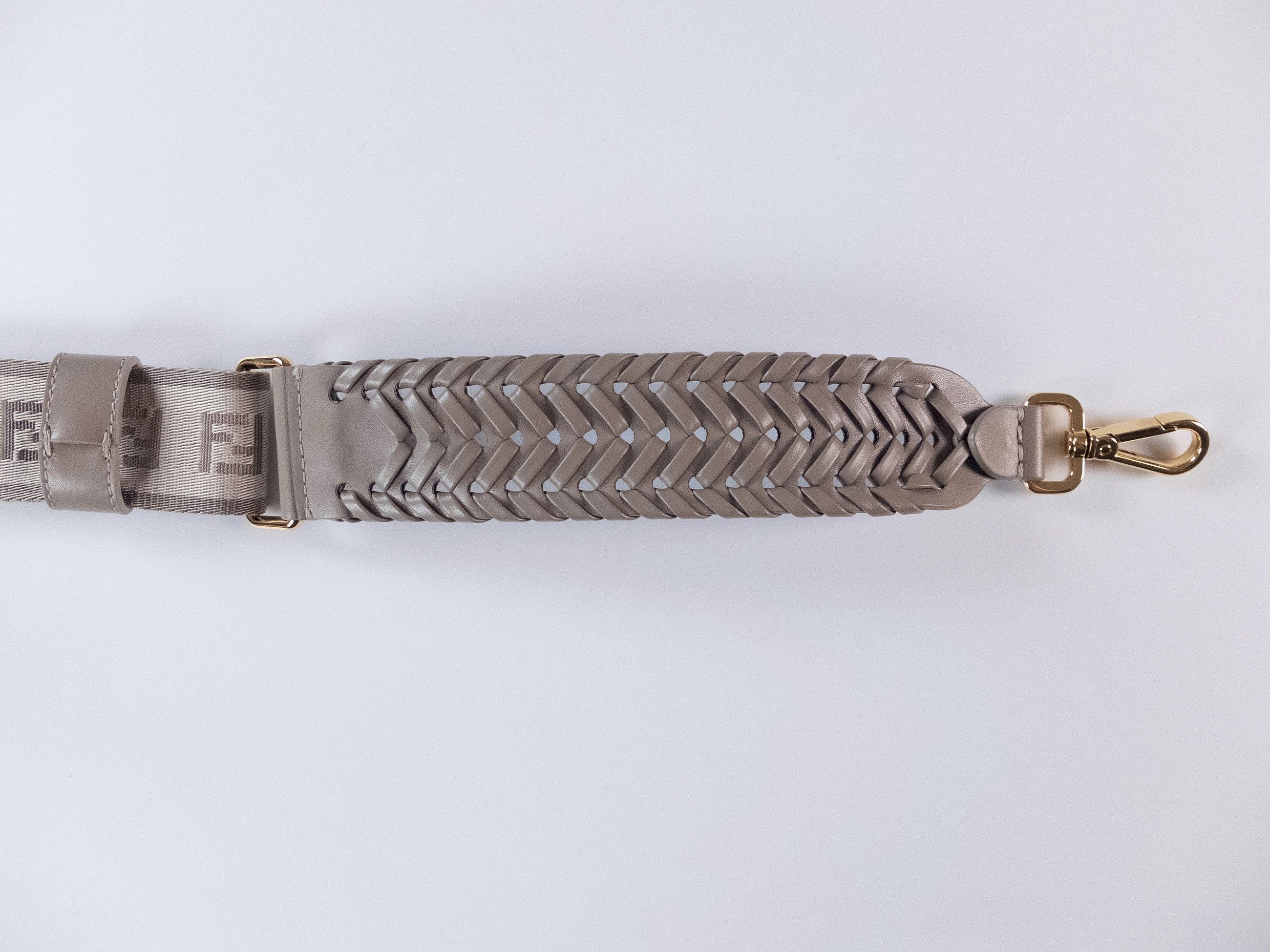 Fendi FENDI Strap You gray leather & canvas bag strap Size ONE SIZE - 3 Thumbnail