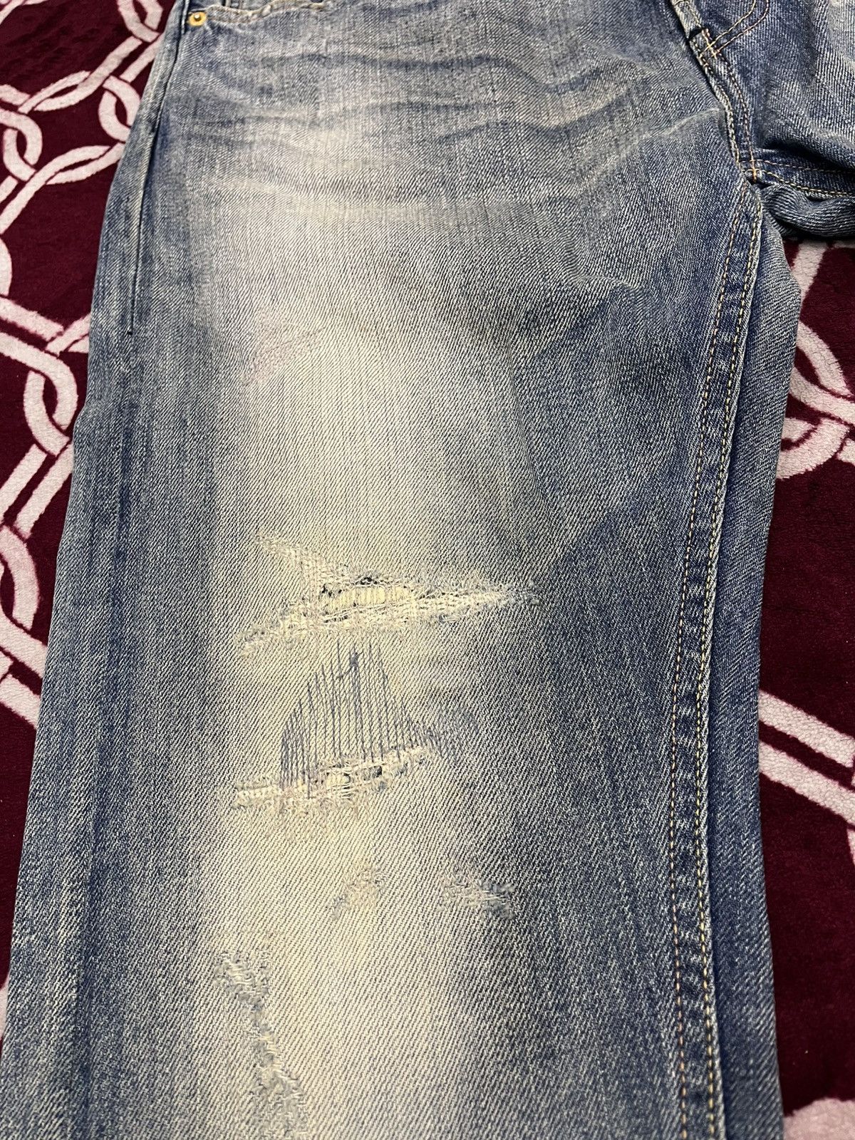 Japanese Brand Deluxe Clothing Distressed Reworked Half Selvedge Denim Size US 34 / EU 50 - 8 Thumbnail