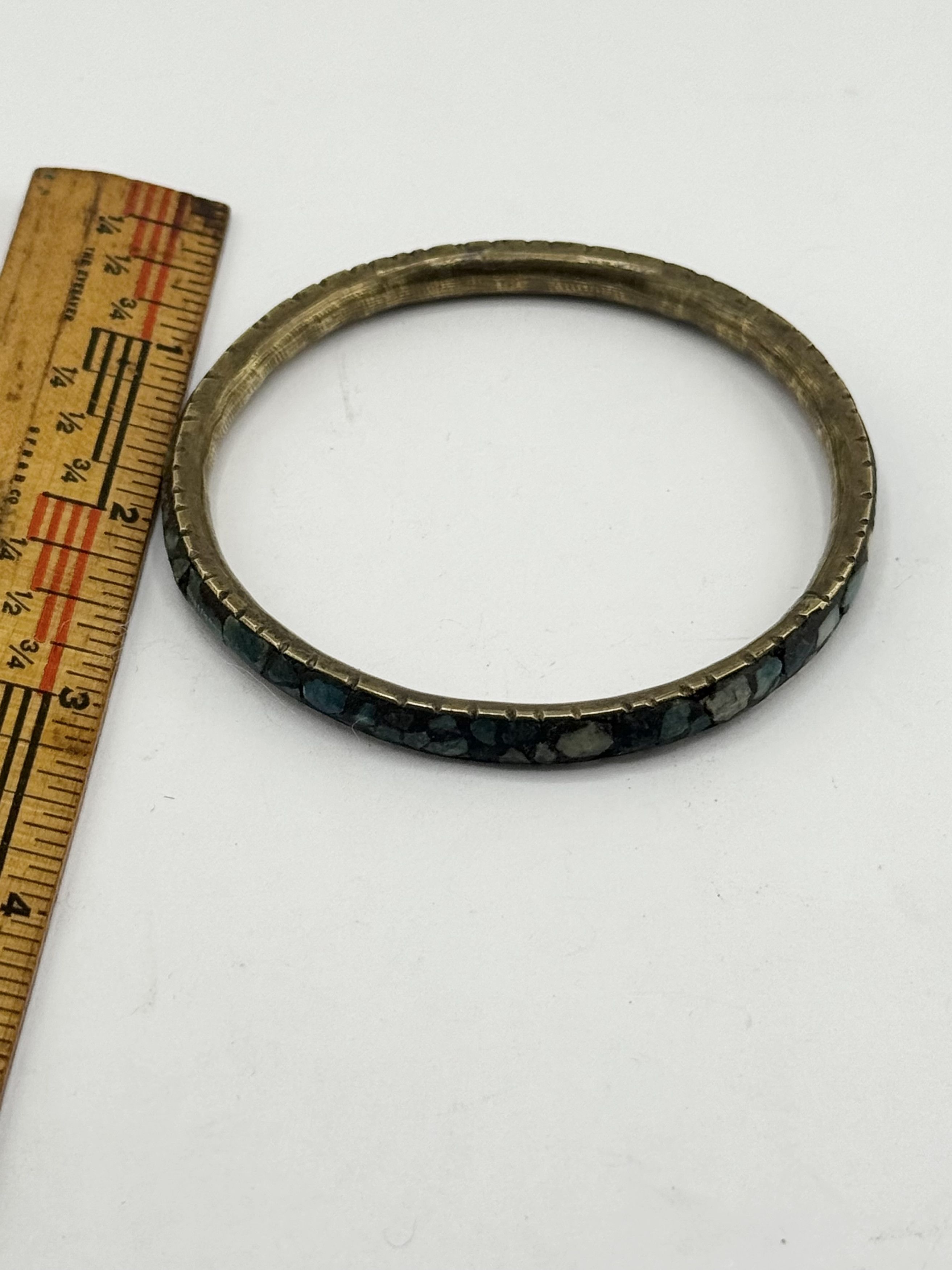 Vintage Vintage turquoise stone inlay bangle bracelet Size ONE SIZE - 4 Thumbnail