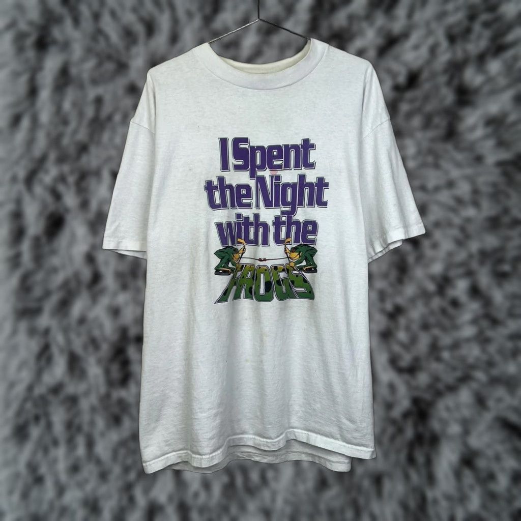 Vintage VINTAGE American Vintage T-Shirt Mens XL White I Spent the Night with the Frogs 80s 90s Size US XL / EU 56 / 4 - 1 Thumbnail