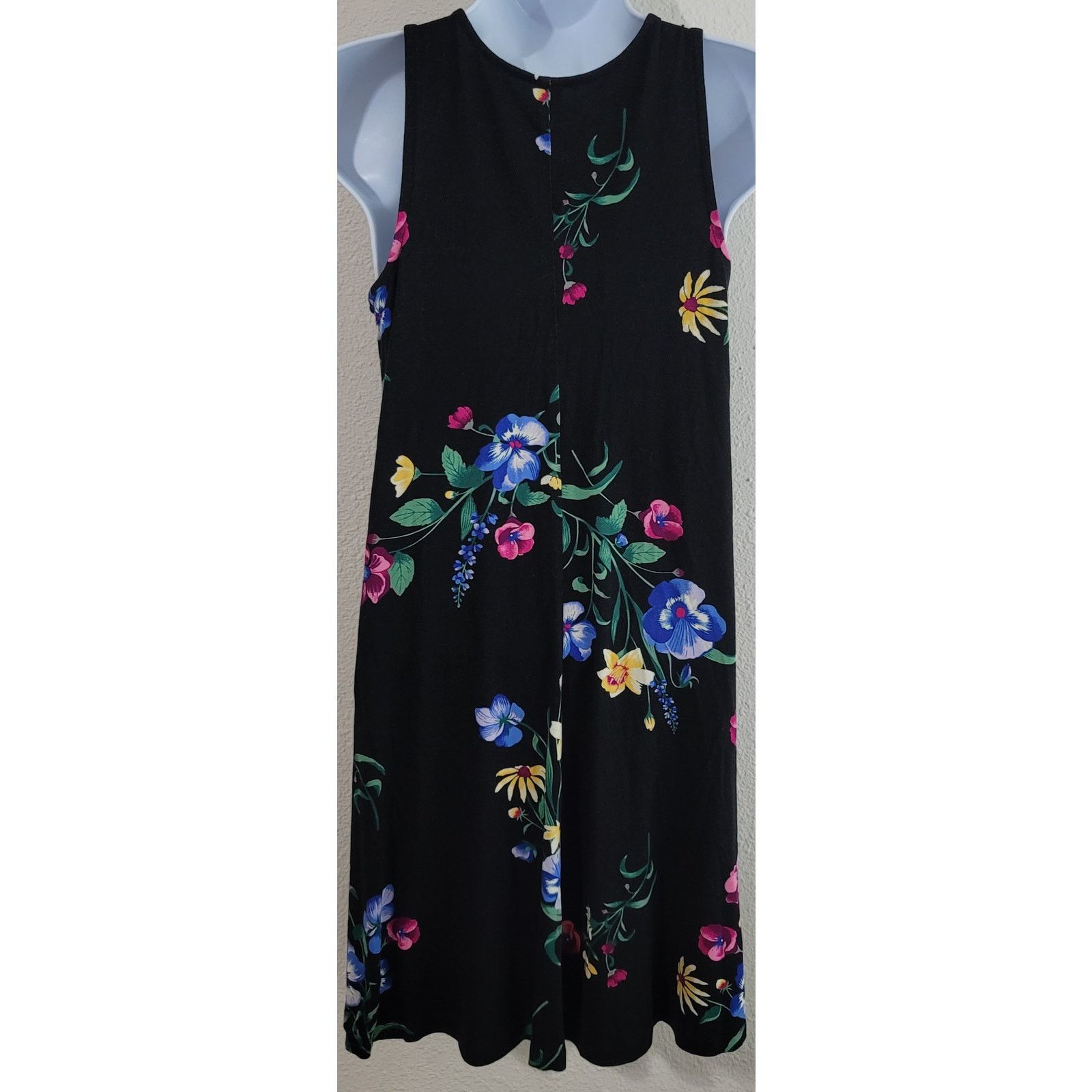 Old Navy Old Navy Black Floral A-Line Mini Dress Small Flowy Soft Size S / US 4 / IT 40 - 2 Thumbnail