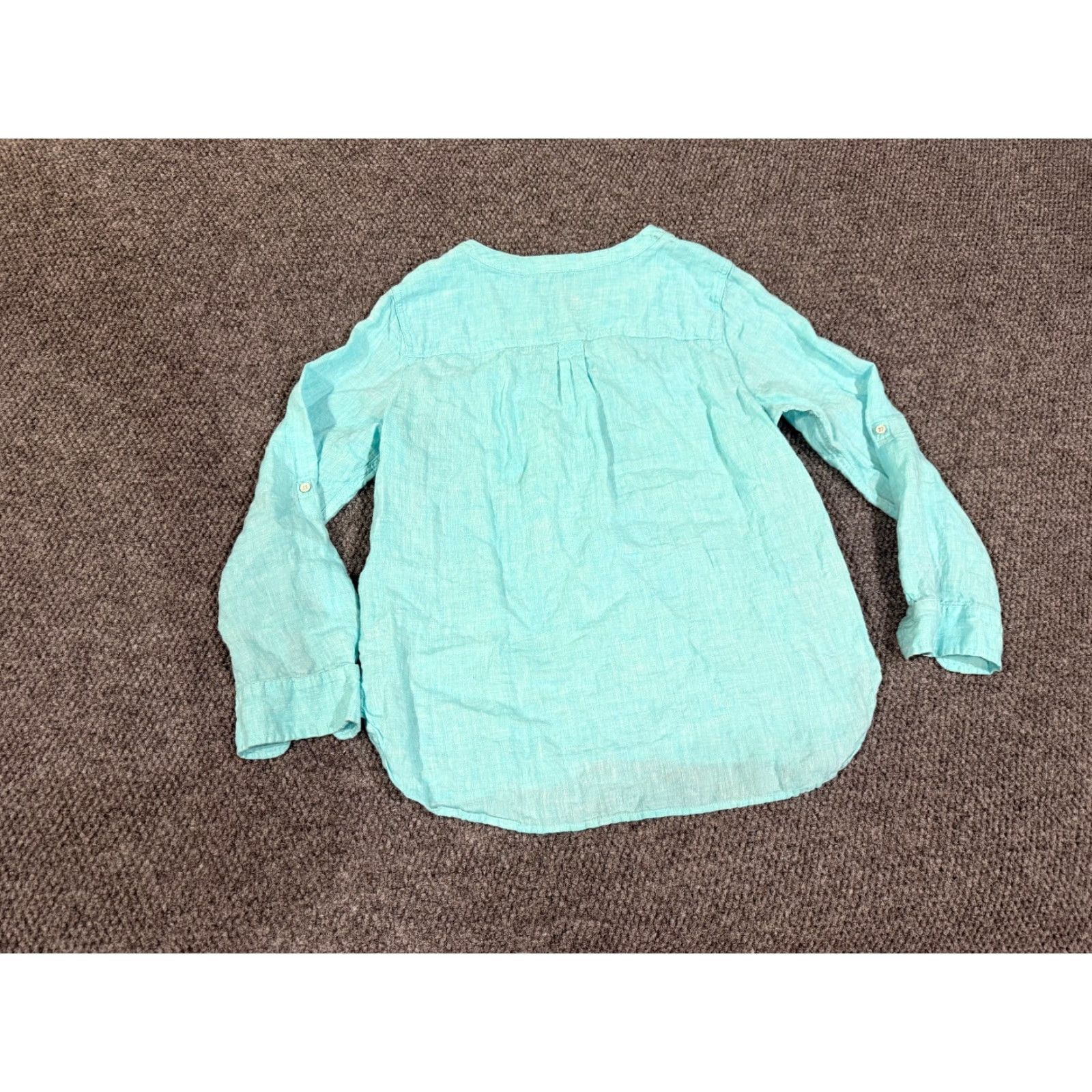 Talbots Talbots Button Front Shirt Womens Petite Large Green Linen Long Sleeve Casual Blouse Size L / US 10 / IT 46 - 6 Thumbnail