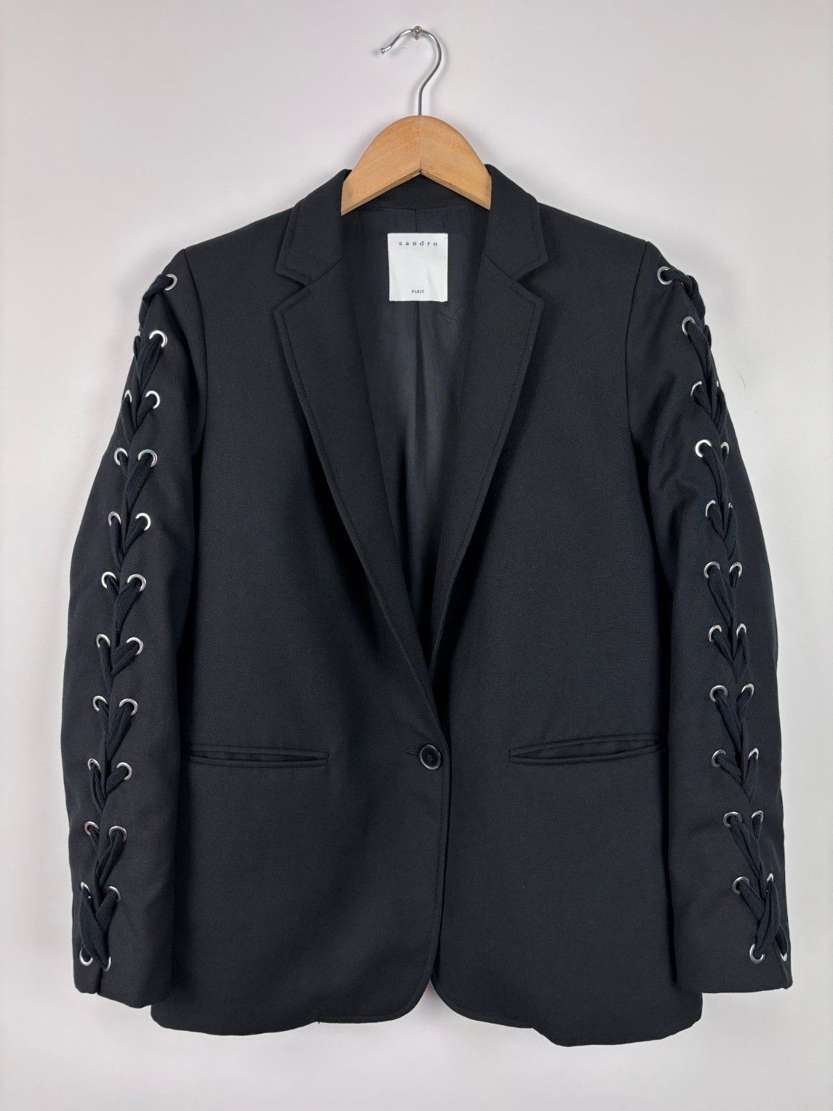 Sandro Womens Sandro Paris Wool Polyester Black Blazer Size 36 Size S / US 4 / IT 40 - 1 Thumbnail
