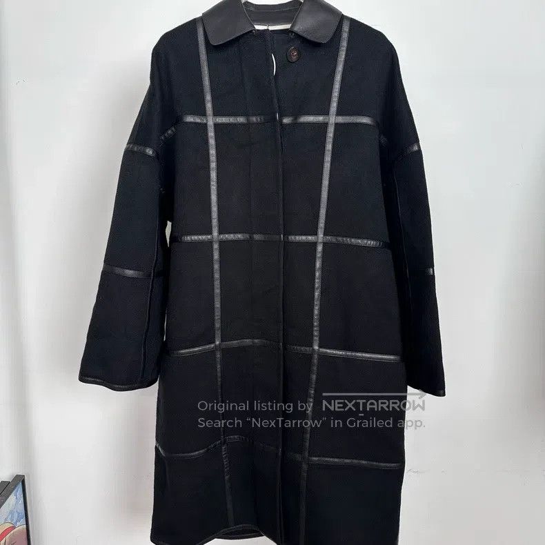 Hermes Hermes Black Leather Patch Cashmere Overcoat Size XXS / US 00 / IT 34 - 1 Thumbnail