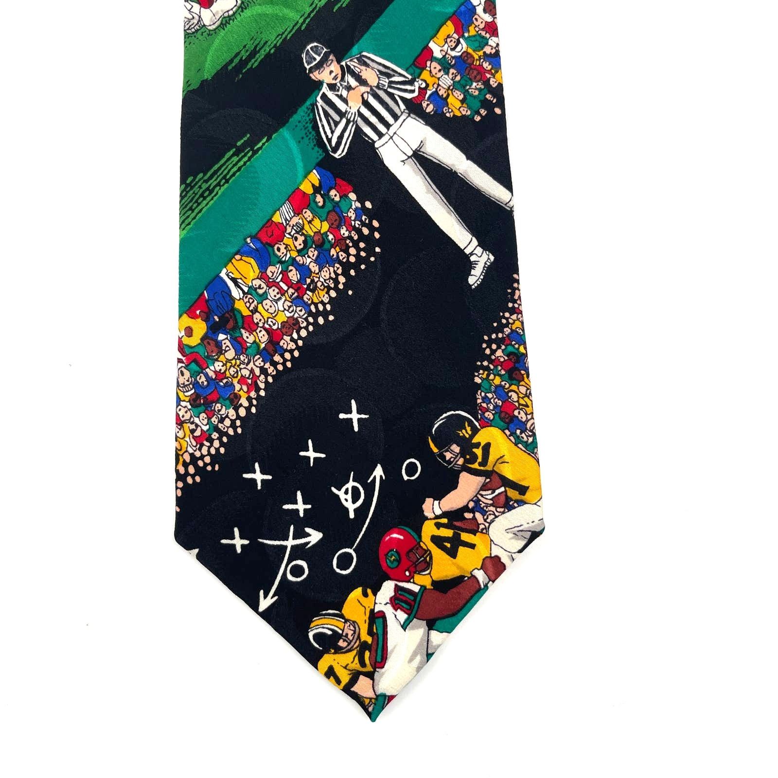 Nicole Miller Nicole Miller Silk Tie Football Theme Vintage 90s Deadstock Size ONE SIZE - 1 Thumbnail