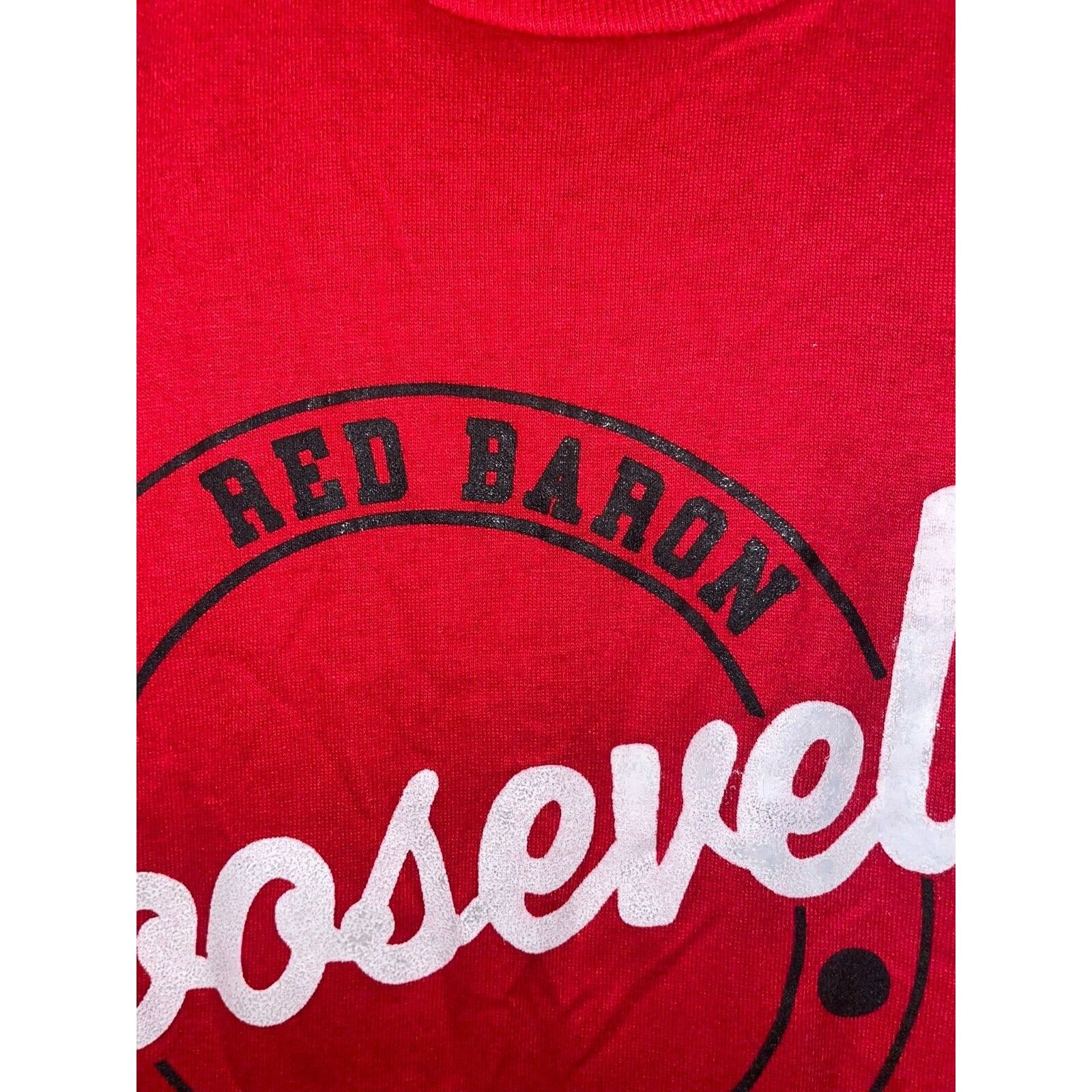 Jerzees Vintage Red Baron Shirt Club Roosevelt Red Tee 80s VTG 1980s Size US M / EU 48-50 / 2 - 3 Thumbnail
