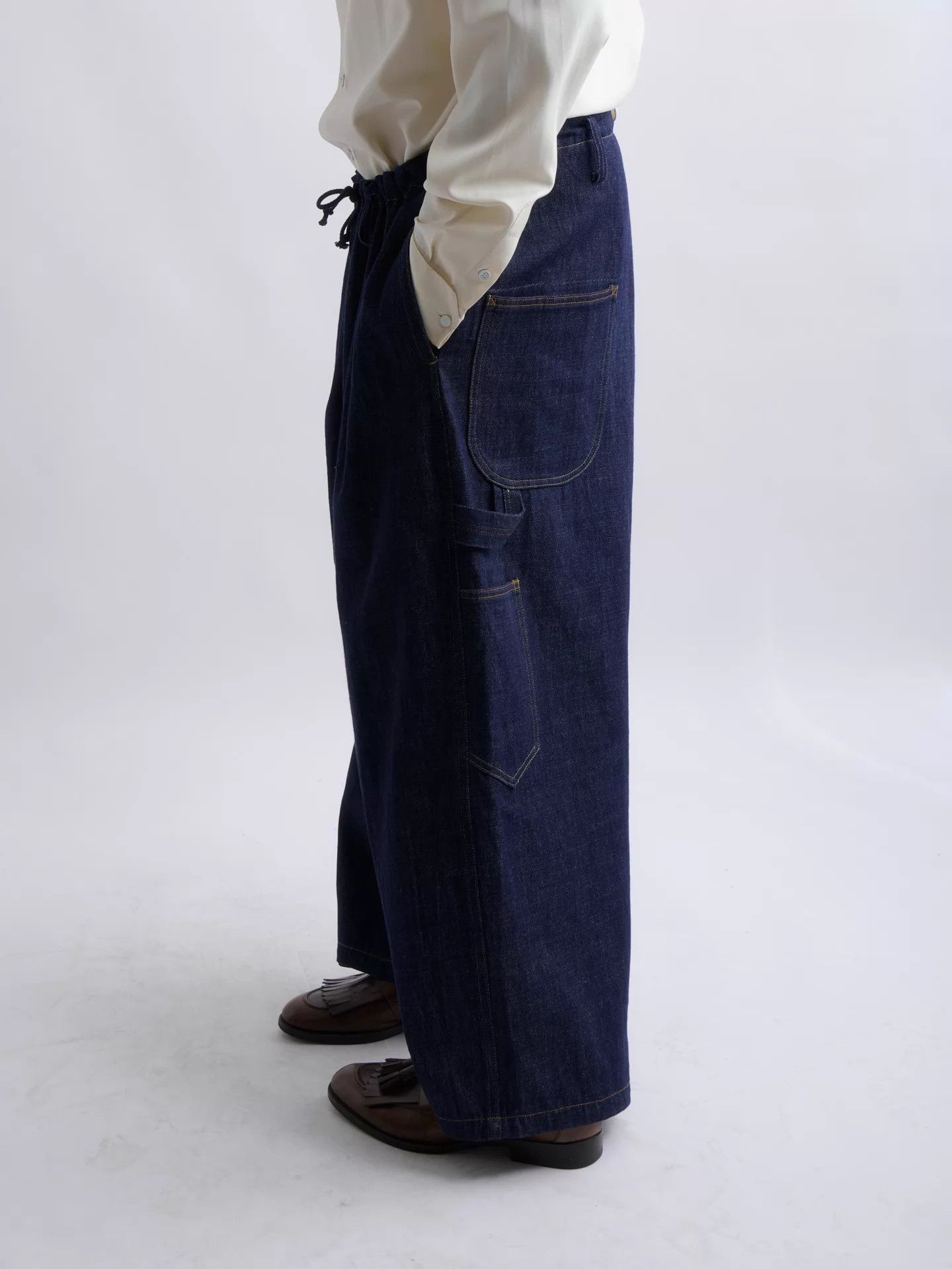 Yohji Yamamoto Yohji Yamamoto Y’s for men Drawstring Denim Baggy Work Size US 34 / EU 50 - 3 Thumbnail