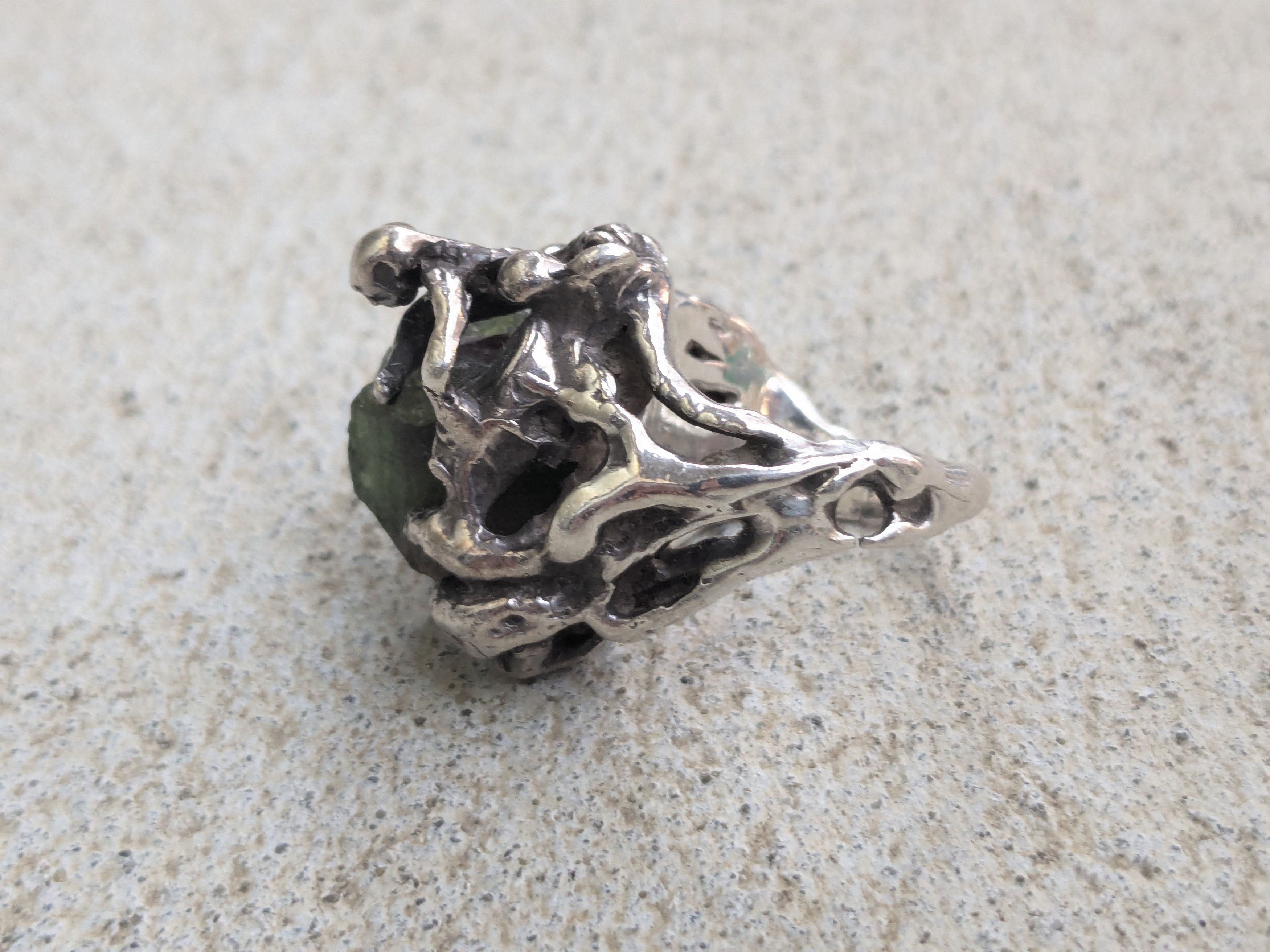 Vintage Vintage Sterling Silver Ring Watermelon Tourmaline Brutalist Size ONE SIZE - 9 Thumbnail