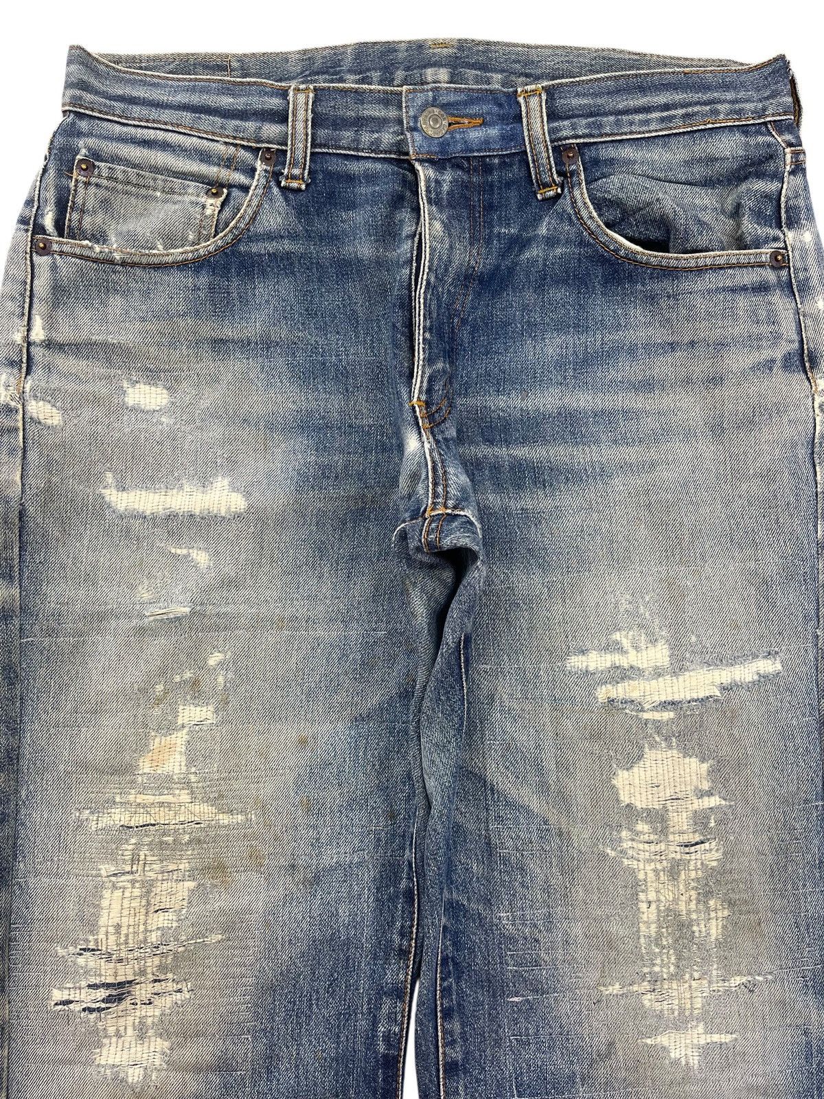Japanese Brand COX Japanese Brand Light Wash Distressed Straight Jeans Size US 34 / EU 50 - 2 Thumbnail