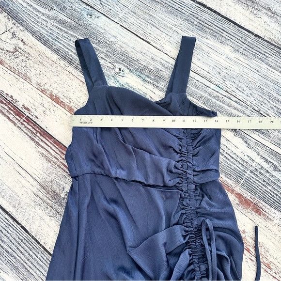 Other Taylor Navy Satin Ruched-Side Slip Dress Size XS / US 0-2 / IT 36-38 - 7 Thumbnail