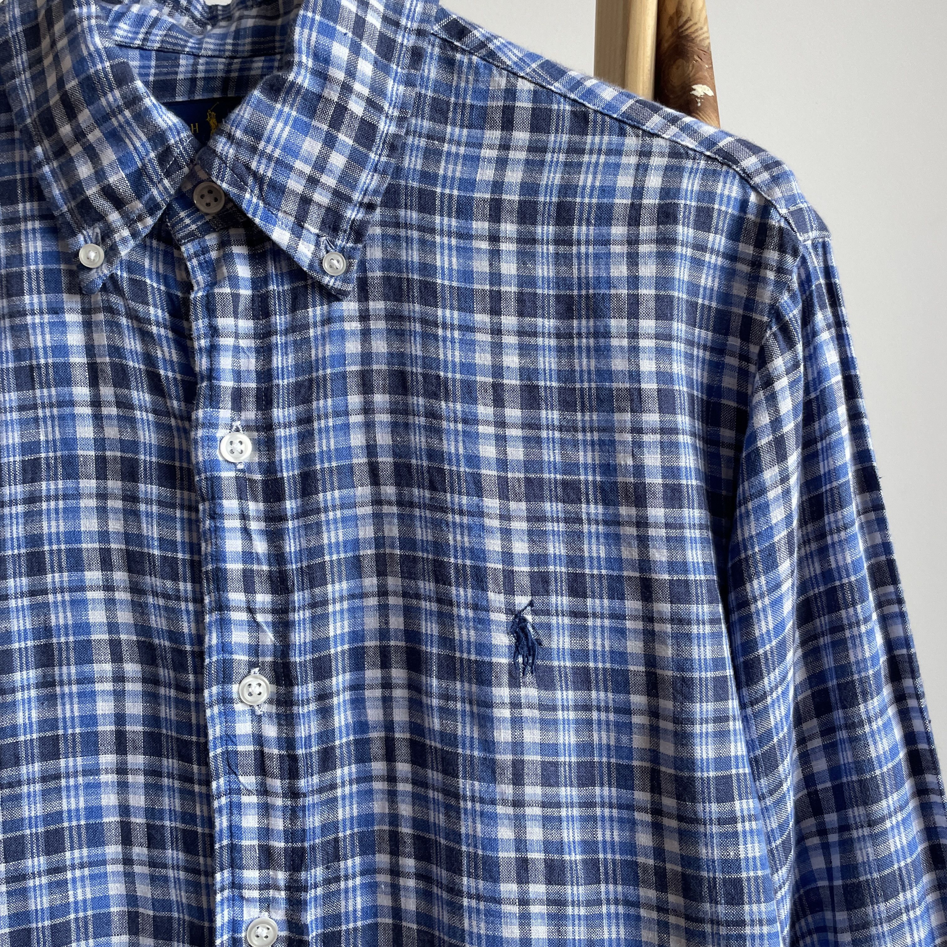 Polo Ralph Lauren Polo Ralph Lauren Check Slim Fit Ocean Wash Linen Shirt Size US S / EU 44-46 / 1 - 4 Thumbnail