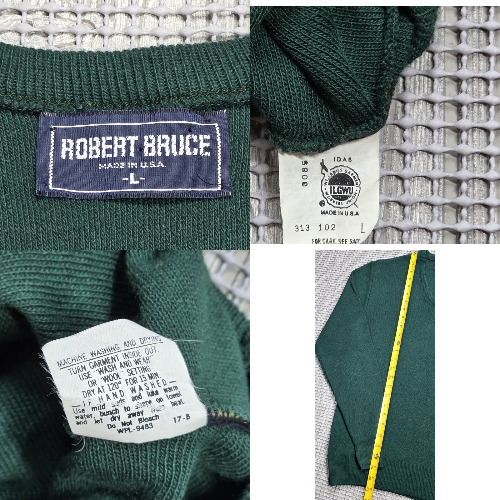 Vintage VINTAGE Robert Bruce Mens L V-Neck Sweater Wool Green USA Union Made Long Sleeve Size US L / EU 52-54 / 3 - 8 Thumbnail