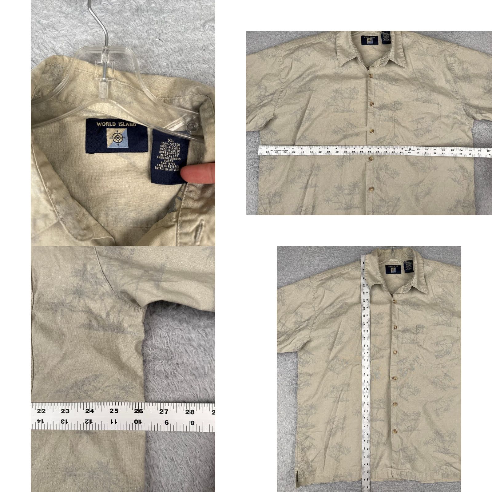 Vintage VINTAGE World Island Shirt Men XL Beige Palm Tree Button Hawaiian 100% Cotton Size US XL / EU 56 / 4 - 9 Thumbnail