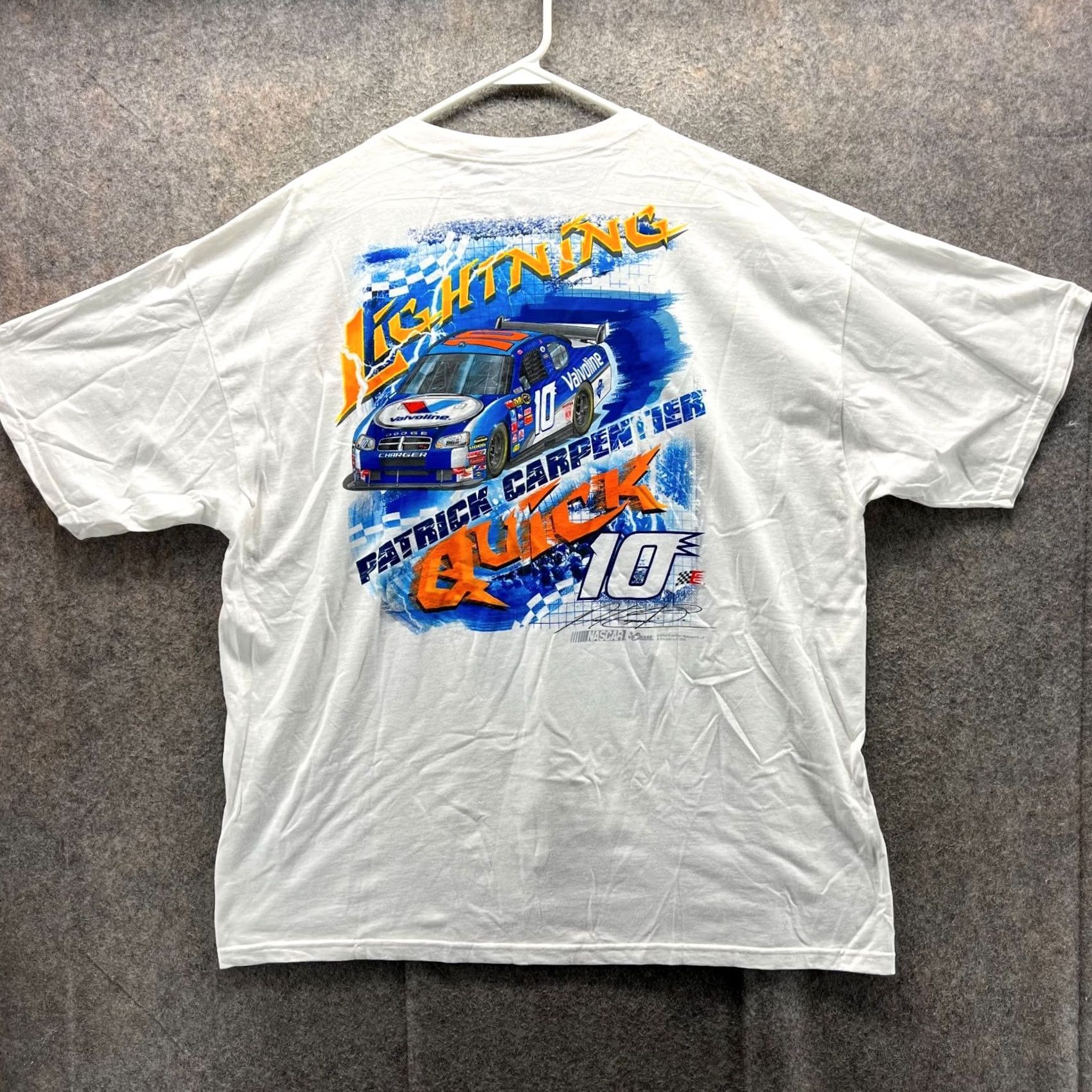 Chase Authentics VINTAGE Chase Authentics NASCAR Patrick Carpentier Shirt Mens 2XL White Cotton Logo T-Shirt Cars Crew Neck Short Sleeve All Seasons Size US XXL / EU 58 / 5 - 2 Thumbnail