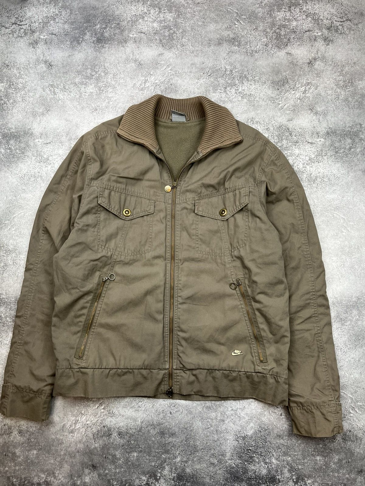 Nike Vintage 00s Nike Brown Bomber Jacket Denim Size US L / EU 52-54 / 3 - 1 Thumbnail