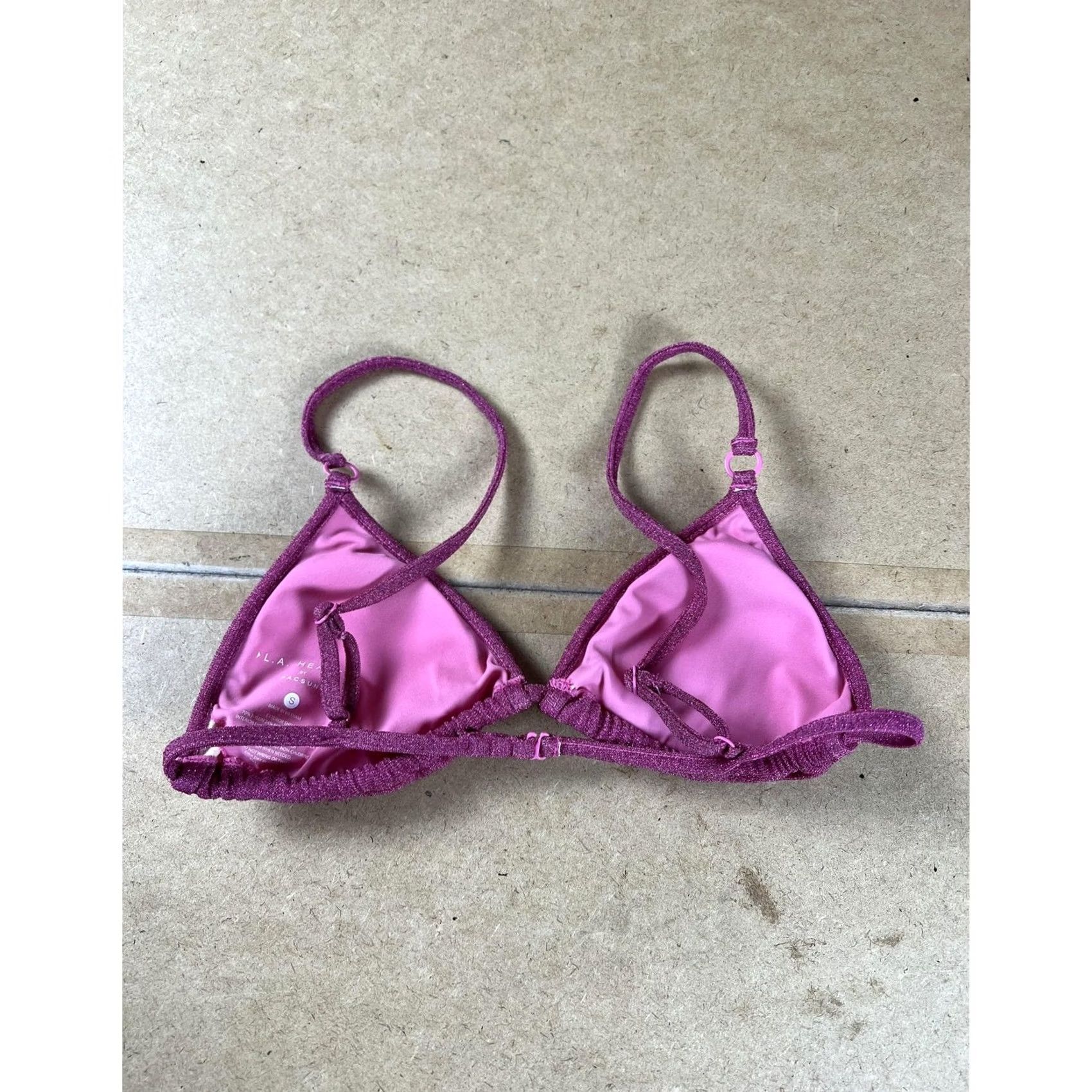 Vintage L.A. Hearts by PacSun Bra Womens S Pink Bralette Hook & Eye Adjustable Size ONE SIZE - 2 Thumbnail