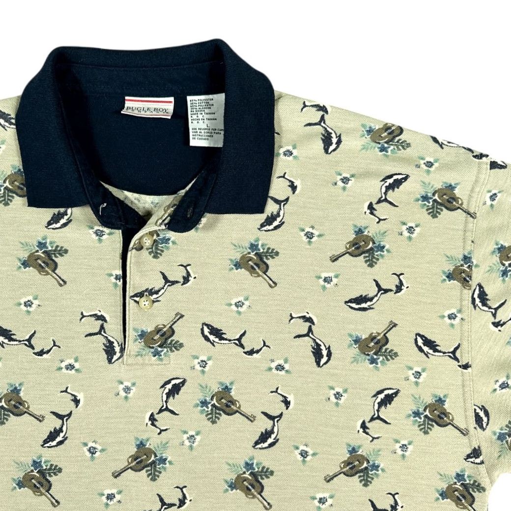 Bugle Boy VINTAGE Bugle Boy Polo Shirt Brown Floral Dolphins 90s Adult LARGE Shirt Mens Polo Brown Floral Dolphins 90s Large Size US L / EU 52-54 / 3 - 2 Thumbnail