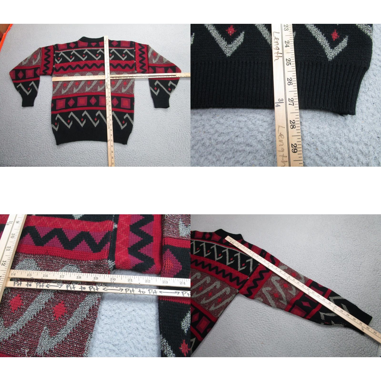 McGregor Vintage McGregor Sweater Mens Medium Black Red Aztec Geometric Knit Crewneck 90s Size US M / EU 48-50 / 2 - 8 Thumbnail