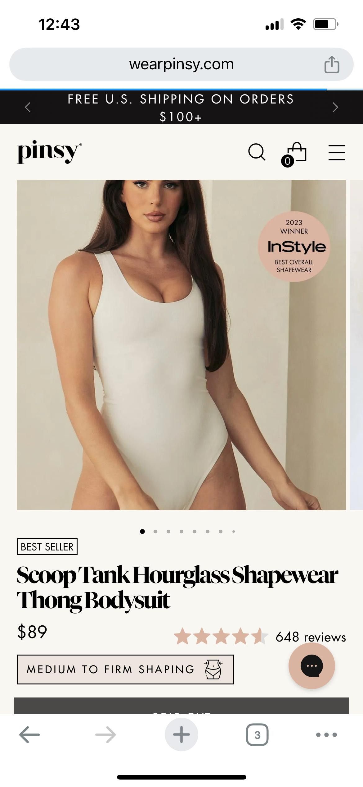 Designer Pinsy Scoop Tank Hourglass Shapewear Thong Bodysuit Size ONE SIZE - 1 Thumbnail