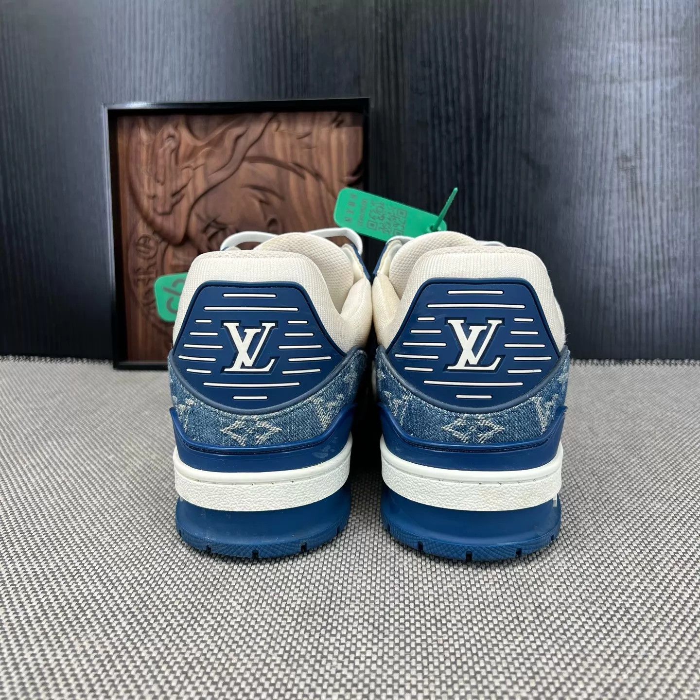 Louis Vuitton LV Trainer White & Blue Denim Size 8 99 New Size US 8 / EU 41 - 6 Thumbnail