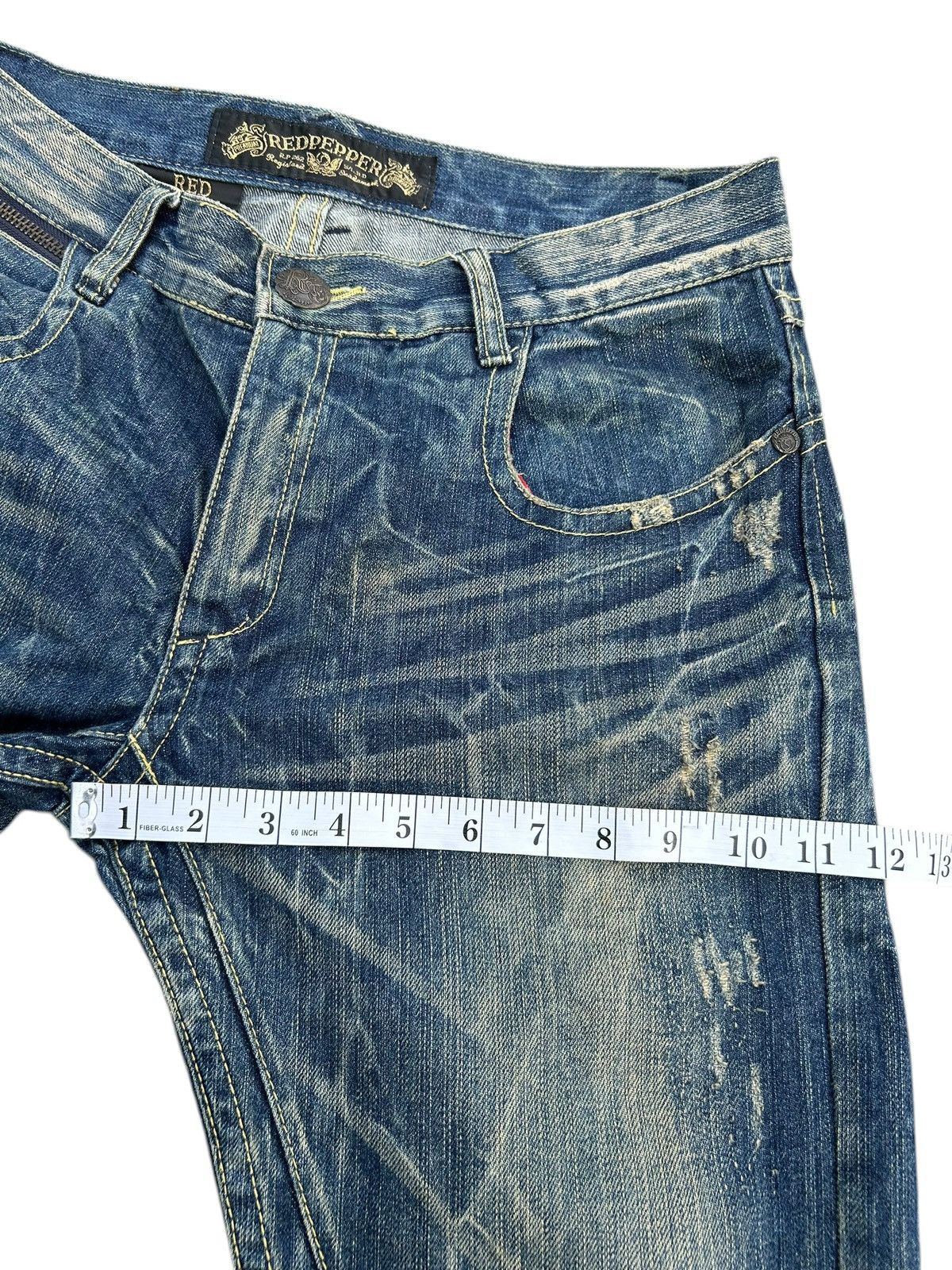 Kapital RED PEPPER GOLD LABEL PUNK DISTRESSED DENIM JEANS Size US 35 - 21 Thumbnail