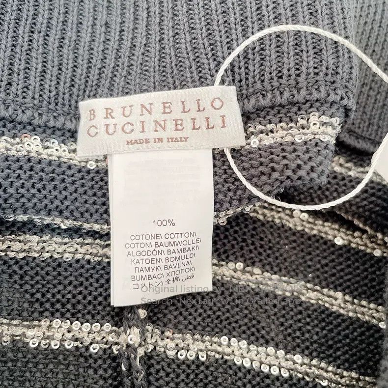Brunello Cucinelli Brunello Cucinelli size S Black striped sequin knit shorts Size 24" / US 00 / IT 34 - 4 Thumbnail