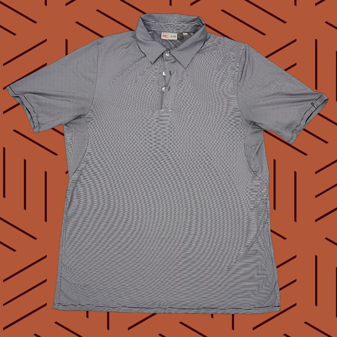 KJUS KJUS Golf Polo Shirt Mens Large White Black Stripe Golf Performance Stretch Polo Shirt Mens L Multicolor Logo Pattern Sports Casual Activewear Shirt Size US L / EU 52-54 / 3 - 1 Thumbnail