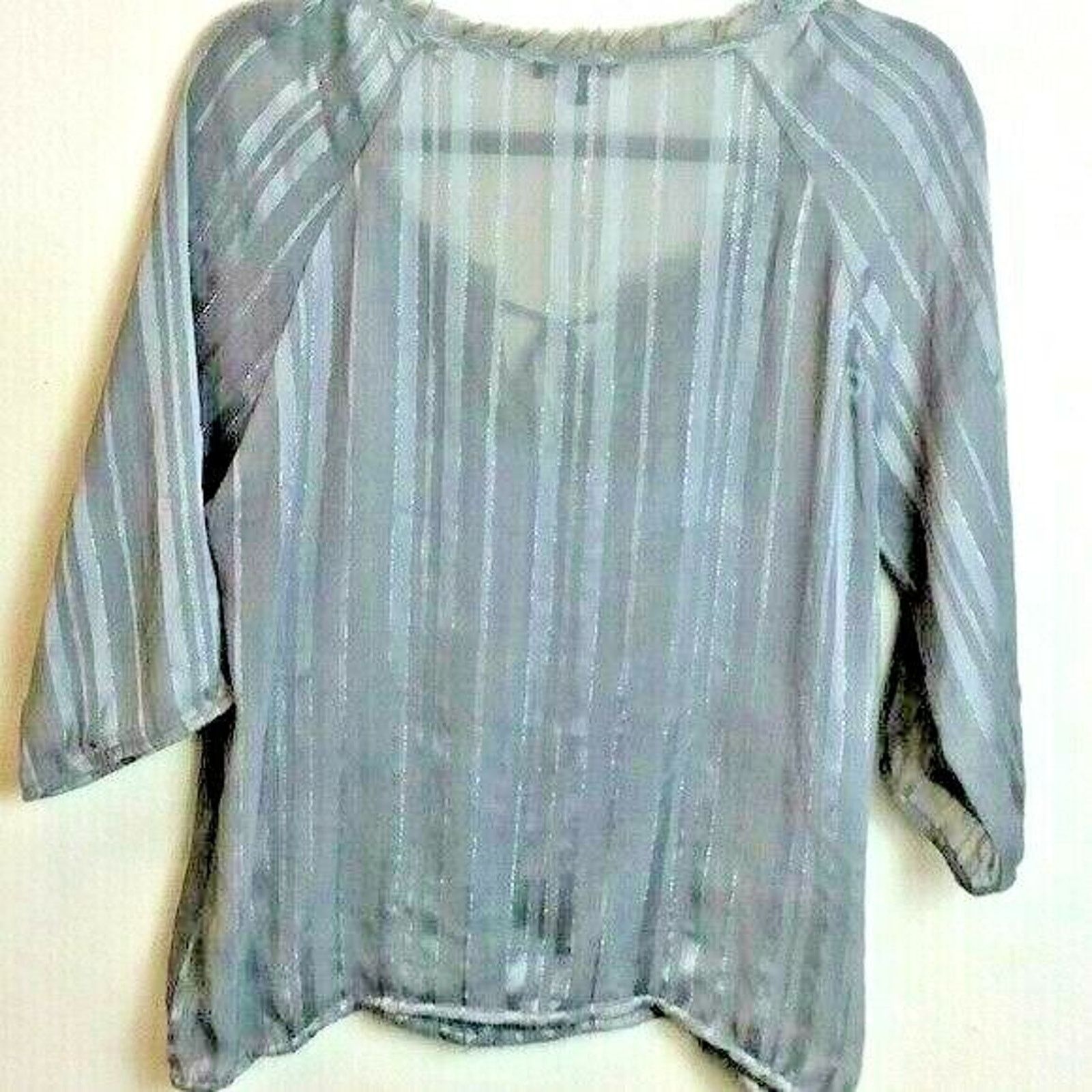 Express Express Ladies Sheer Blouse Shirt Top Round Collar Size M / US 6-8 / IT 42-44 - 4 Thumbnail