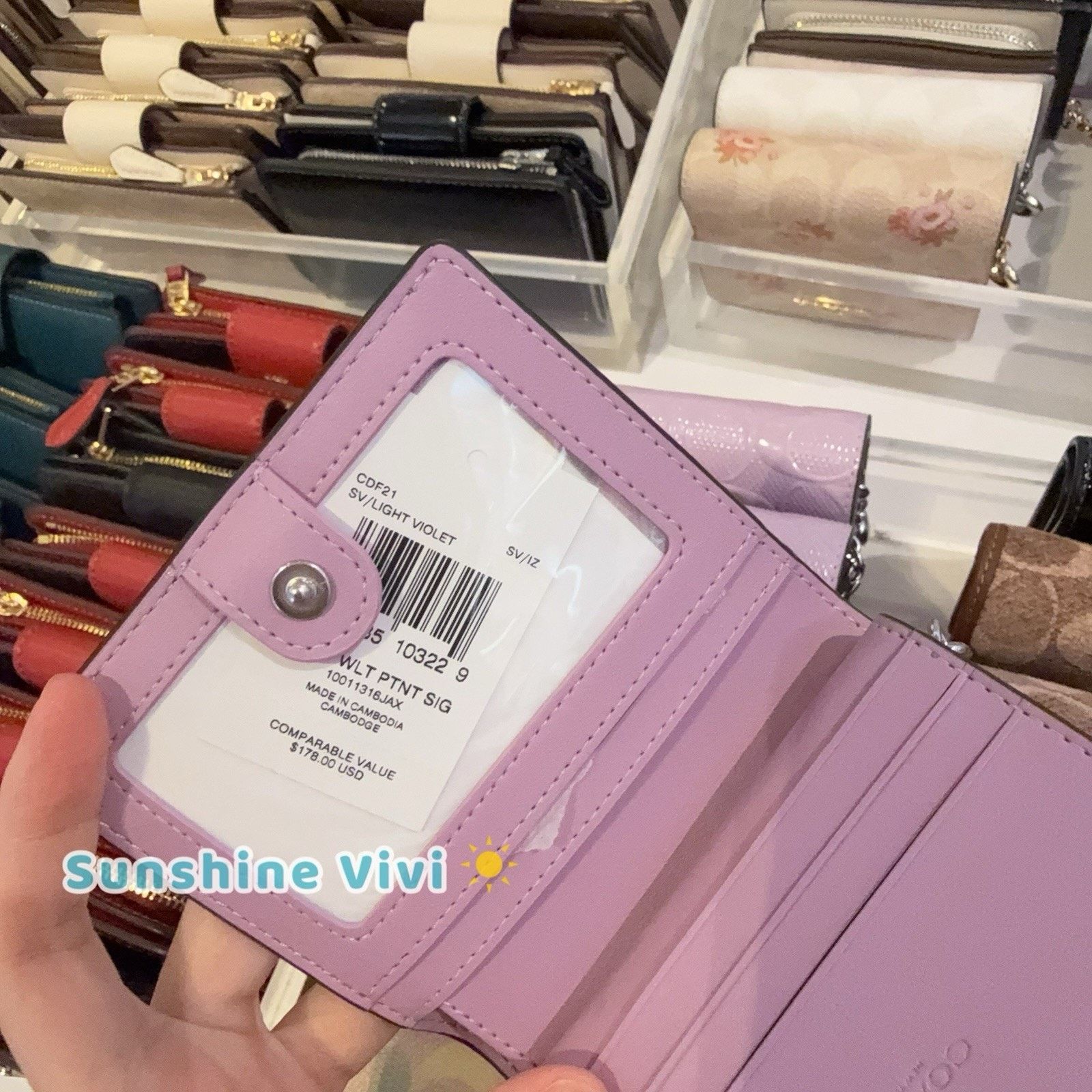 Coach NWT COACH Snap Wallet Leather Heart Charm CDF21 light Violet Size ONE SIZE - 5 Thumbnail