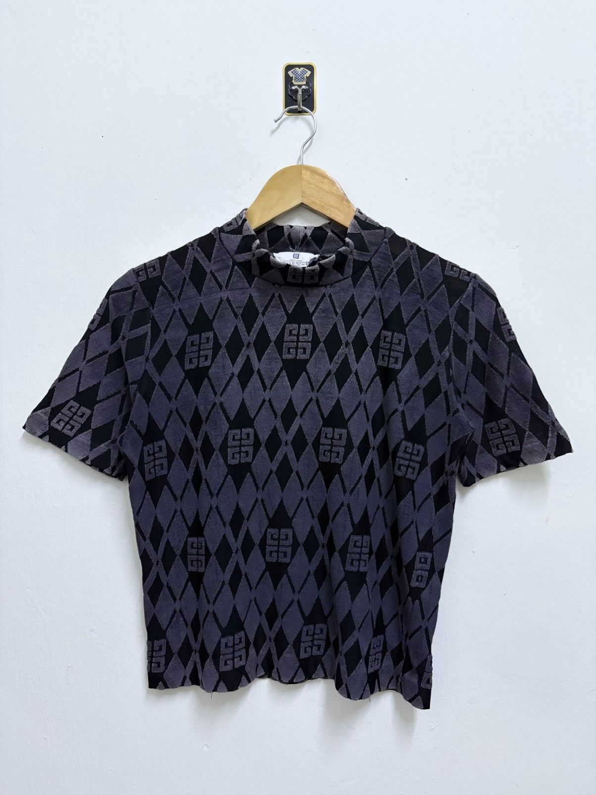 Givenchy Vintage 90's Givenchy Monogram - Argyle Pattern S/S Shirt Size S / US 4 / IT 40 - 1 Thumbnail