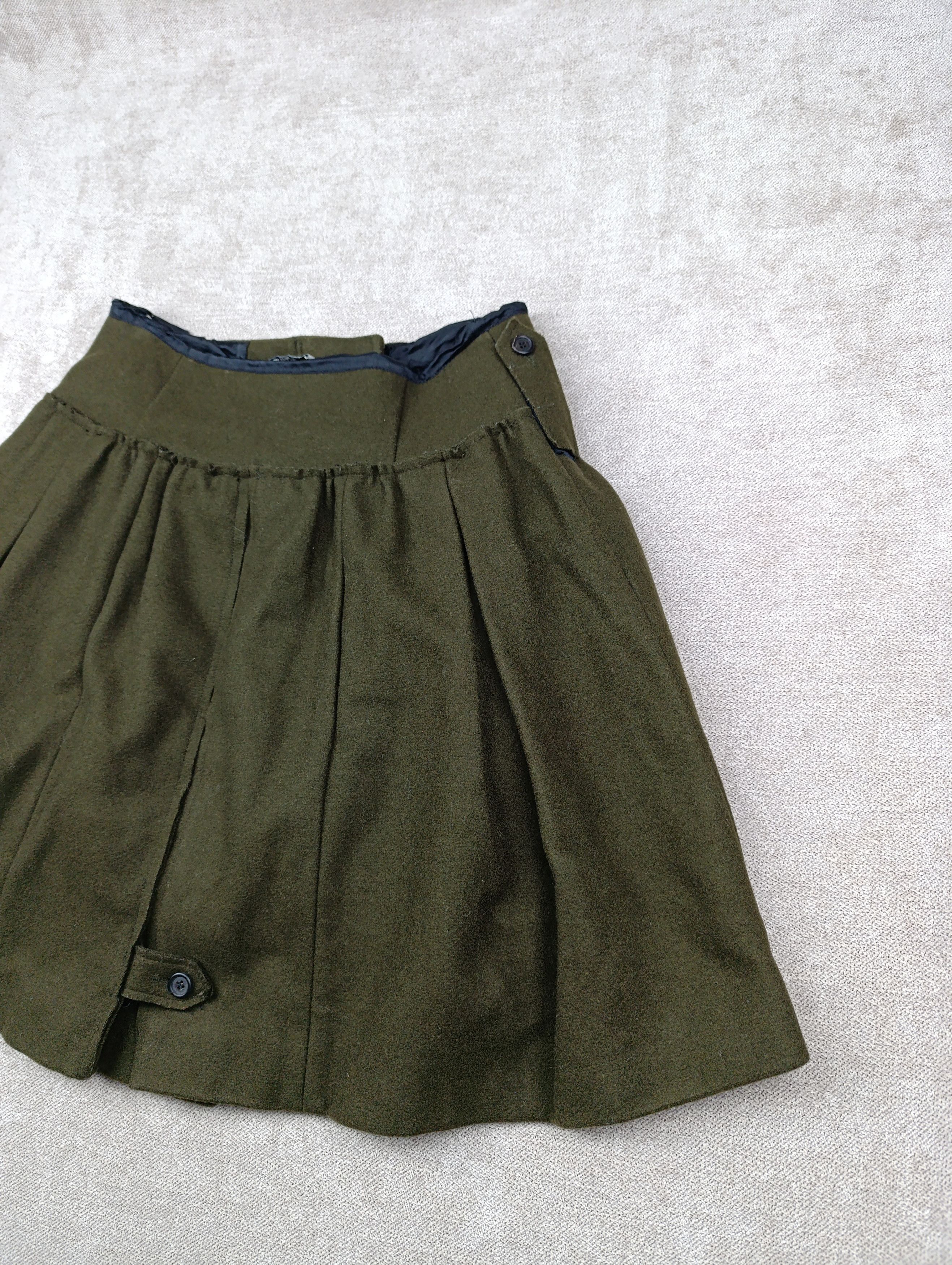 Miu Miu MIU-MIU CHOPPY WOOL PLEATED DARK GREENISH BROWN SKIRT Size 25" / US 0 / IT 36 - 19 Thumbnail