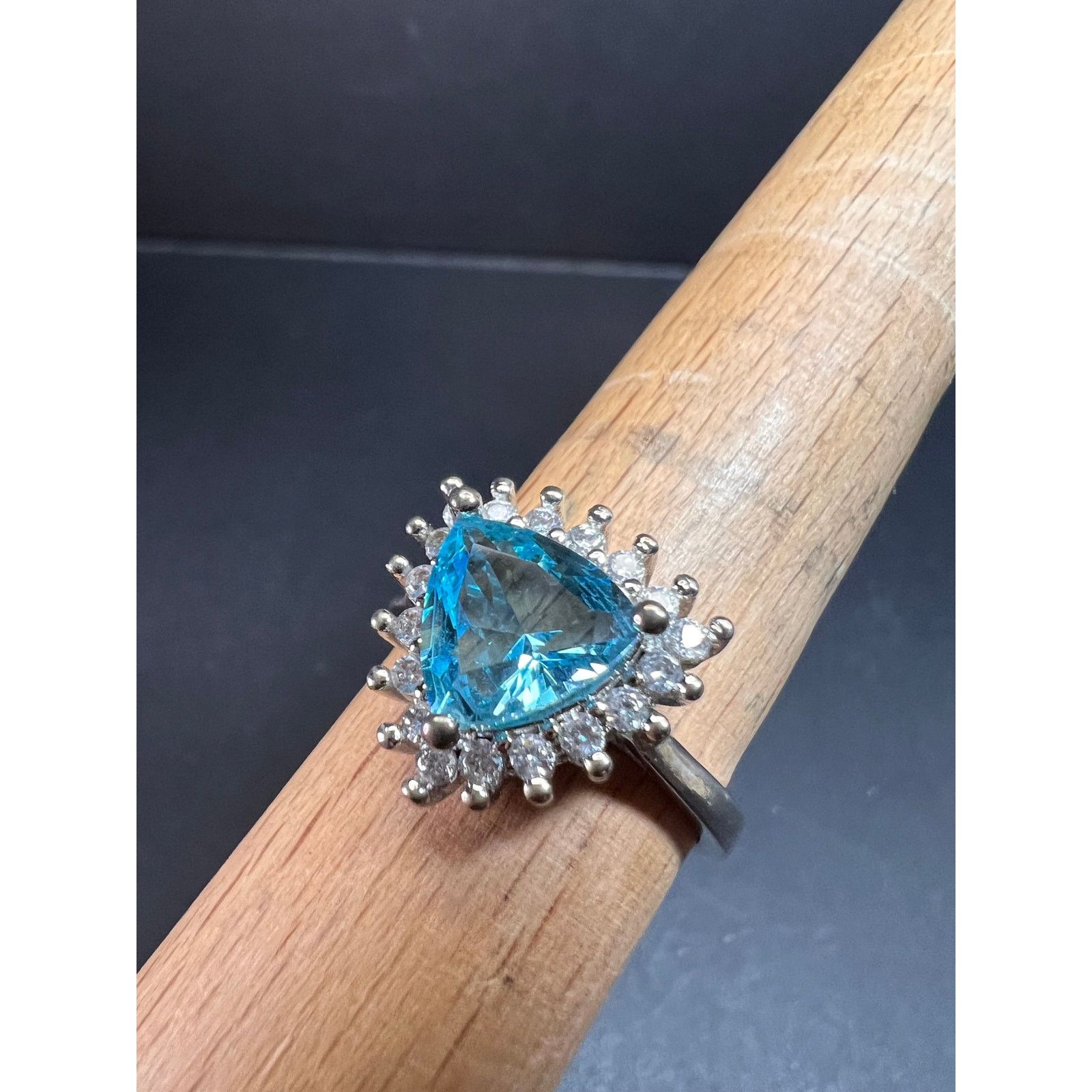 Other Sky blue trillium CZ halo sterling silver ring size 9 Size ONE SIZE - 2 Thumbnail