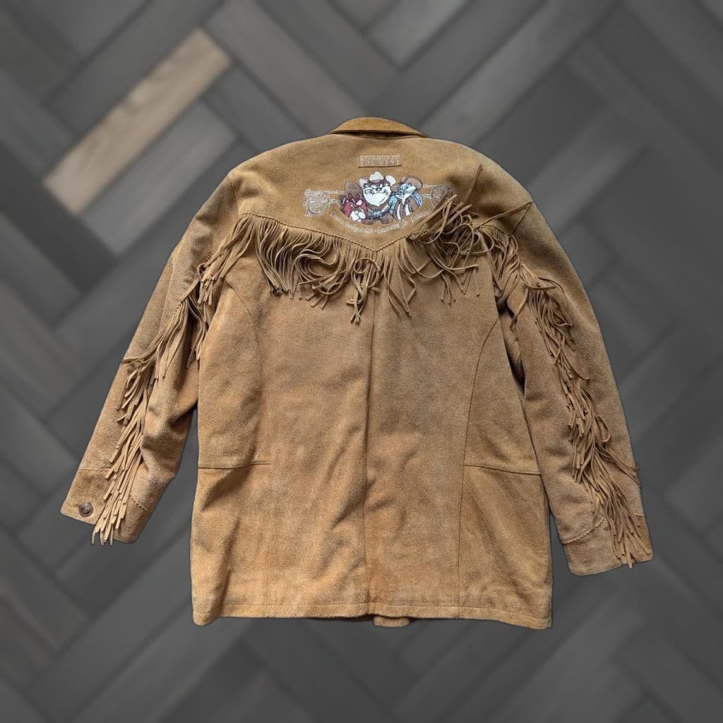 Vintage VINTAGE SUEDE LOONEY TUNES western jacket XL fringe TAZ brown Leather Coat Men Mens Size US XL / EU 56 / 4 - 1 Thumbnail