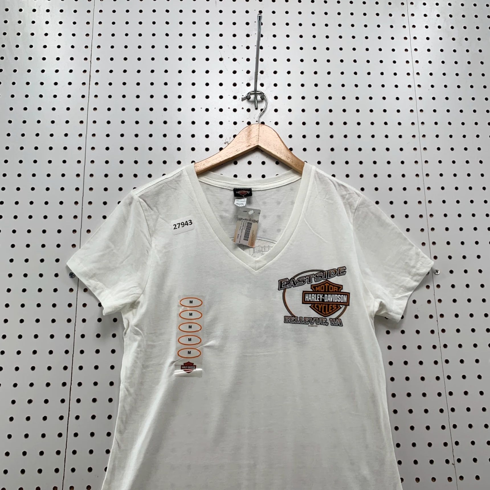 Harley Davidson Harley-Davidson Shirt Women's White Medium T-Shirt V-Neck Bike Motorcycle 90s or Classic Style Womens Size M / US 6-8 / IT 42-44 - 3 Thumbnail