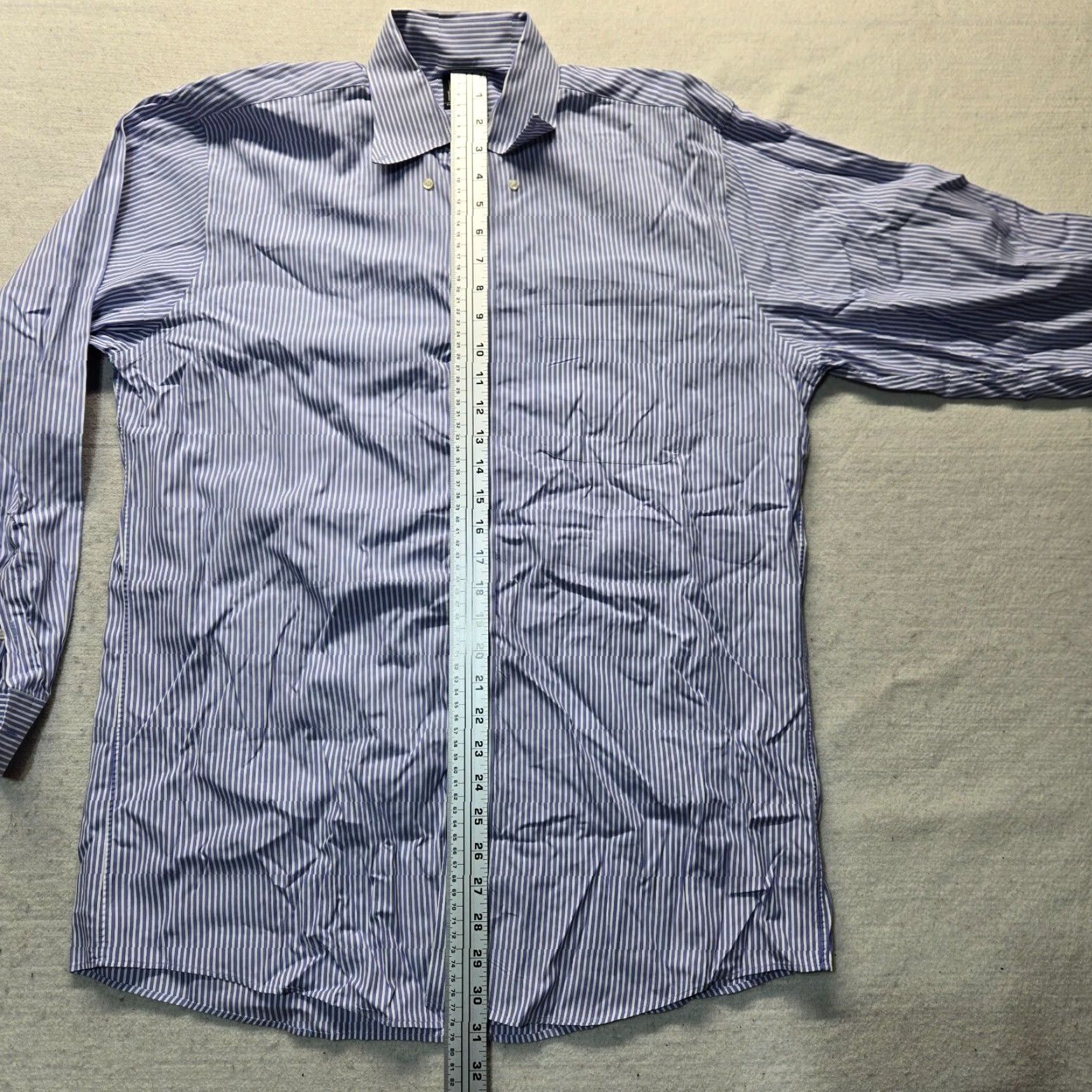 Jos. A. Bank Jos. A. Bank Shirt Dress Shirt Adult 16 Blue Striped Cotton Travel Collection Button-Down Pocket Mens Size US L / EU 52-54 / 3 - 6 Thumbnail