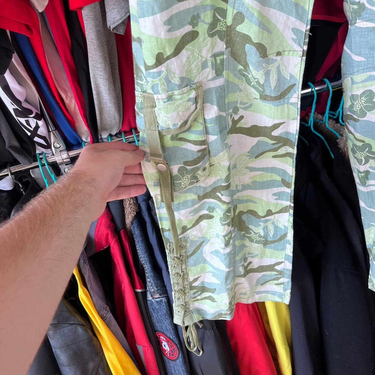 Vintage Y2K Military Camo Cargo Pants Solid Print Japanese Style Size 31" - 4 Thumbnail