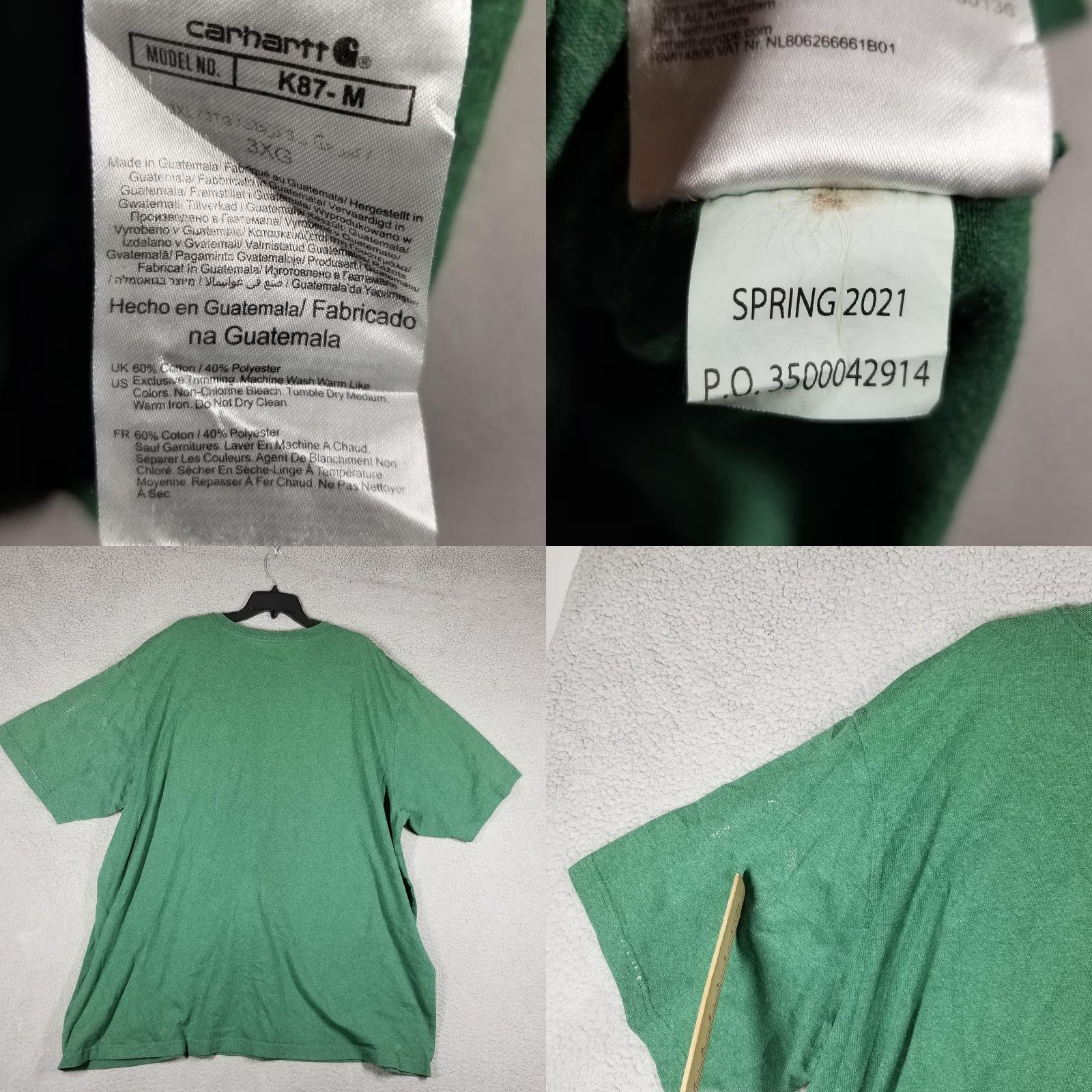 Carhartt Carhartt Shirt Mens 3XL Green Pocket Logo Loose Fit Short Sleeve Workwear K87 Size US XXL / EU 58 / 5 - 8 Thumbnail