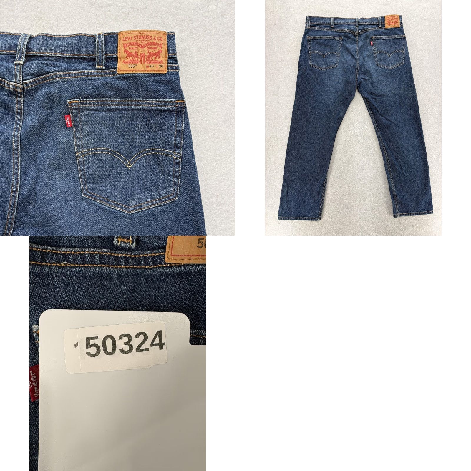 Levi's Levis 505 Jeans Mens 40x30 Blue Medium Wash Regular Straight Stretch Denim Pants Size US 40 / EU 56 - 9 Thumbnail