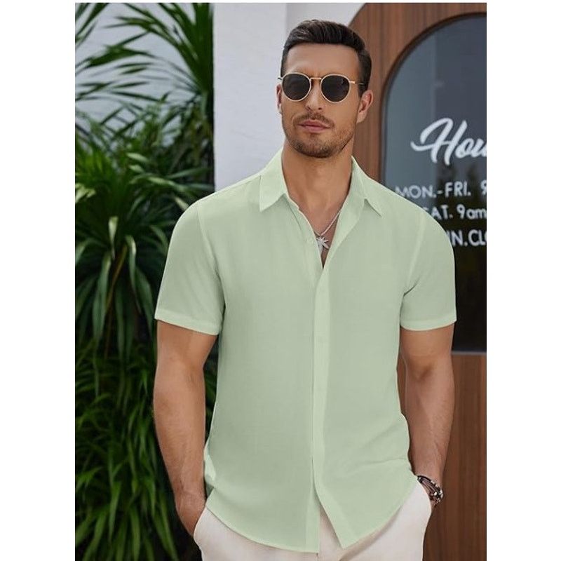 The Unbranded Brand Men's Casual Button Down Short Sleeve Cotton 2XL Size US XXL / EU 58 / 5 - 1 Thumbnail