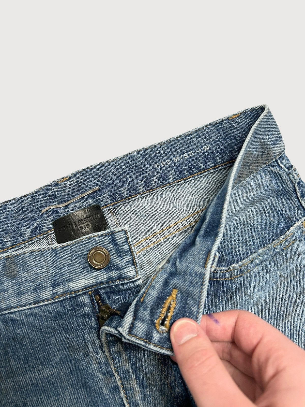 Saint Laurent Paris 2016 Repaired Croc Print Denim Size US 30 / EU 46 - 8 Thumbnail