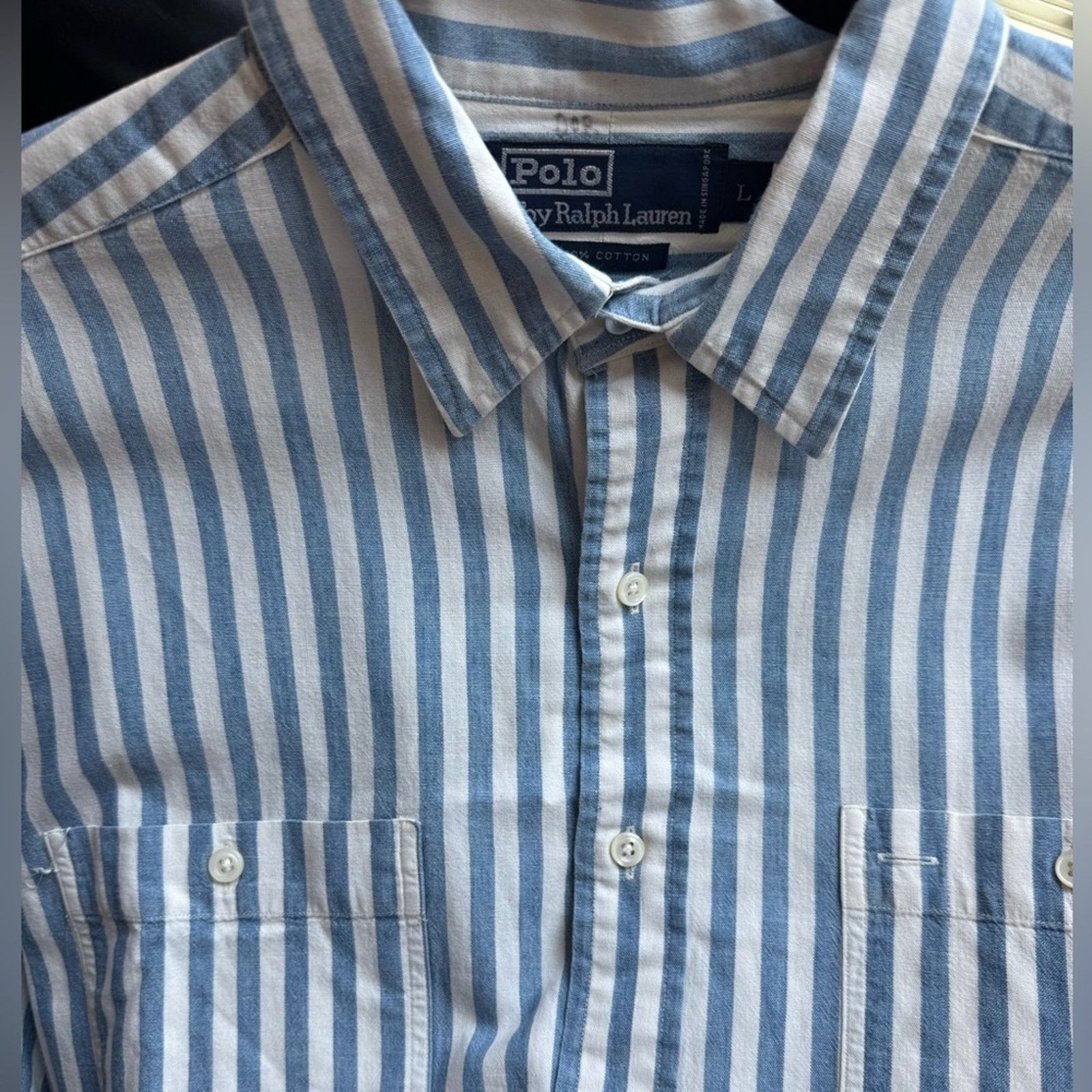 Ralph Lauren Ralph Lauren Men's Blue and White Striped Shirt Size US L / EU 52-54 / 3 - 1 Thumbnail