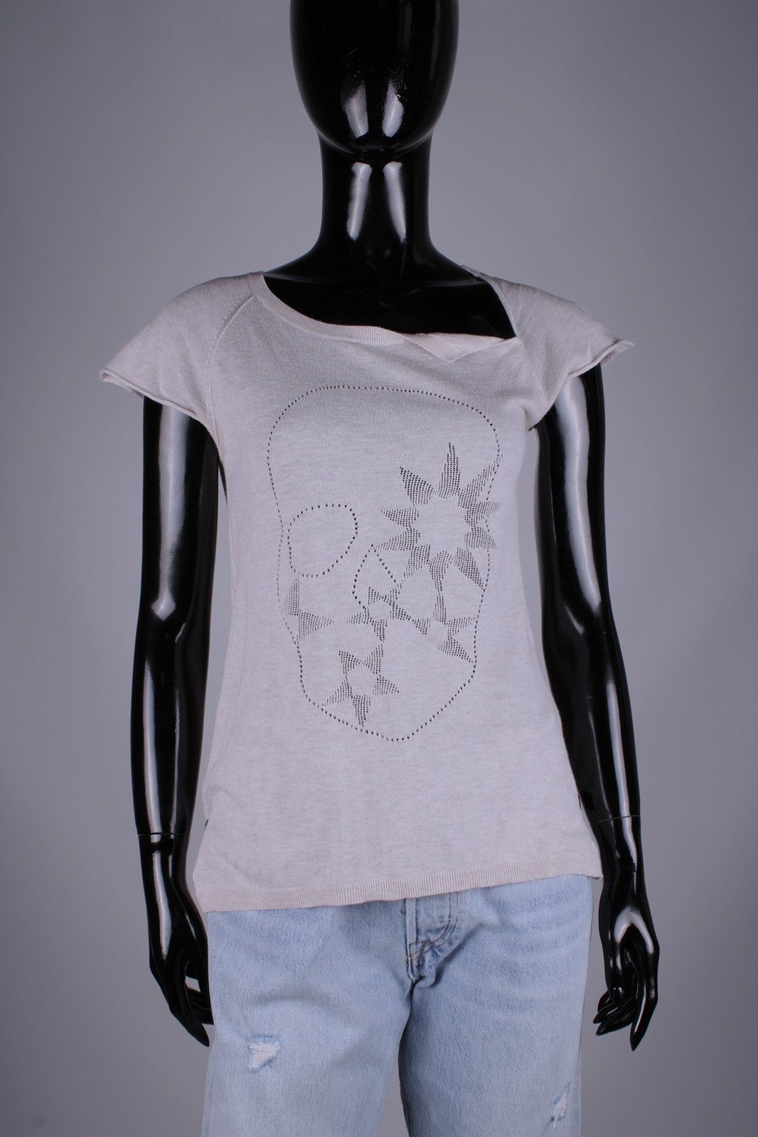 Zadig & Voltaire ZADIG & VOLTAIRE Skull Beige Sleeveless Cap Sleeve Tops Size M / US 6-8 / IT 42-44 - 2 Thumbnail