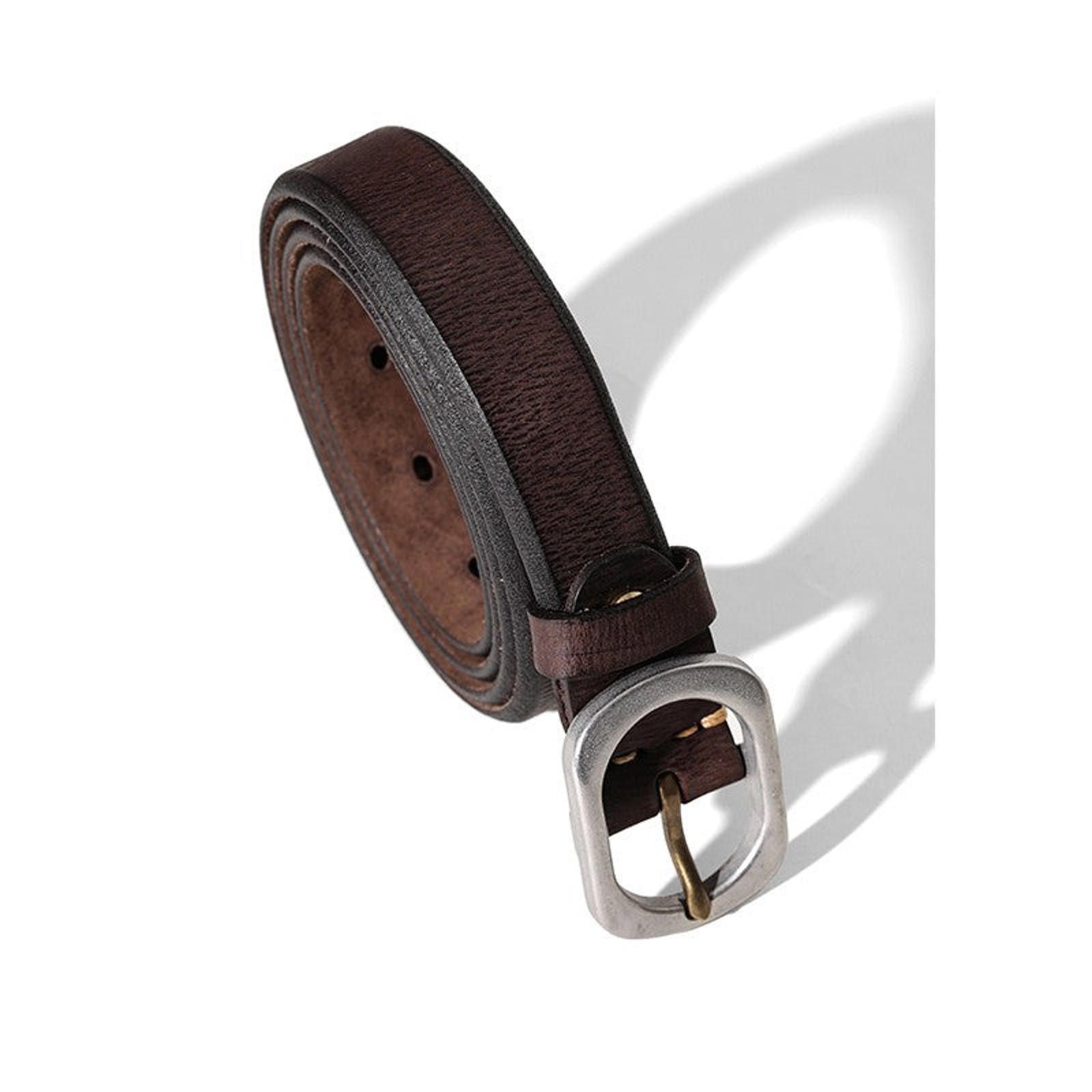 Leather Washed Italian Leather Belt – Handmade, Copper Buckle Size ONE SIZE - 7 Thumbnail