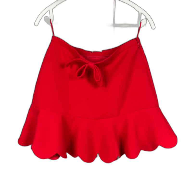 Miu Miu Miu Miu Red Bow Ruffled Mini Skirt Size 42" / US 20 - 1 Thumbnail