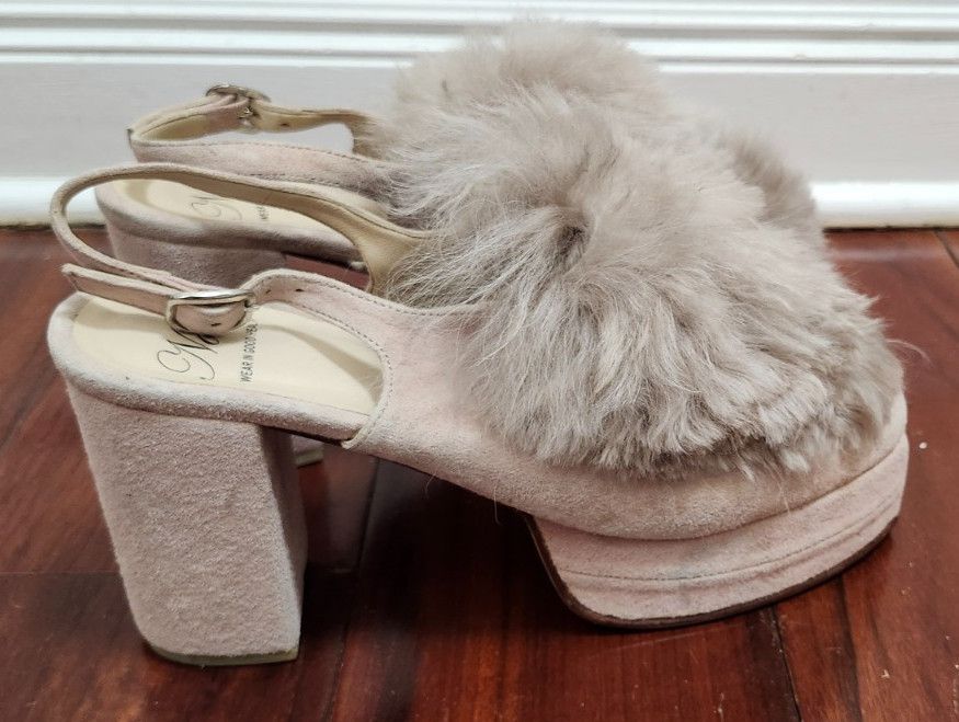 No. 6 No. 6 Victoria Platform Heels Blush Furry Chunky Shoes 8 Size US 8 / IT 38 - 4 Thumbnail